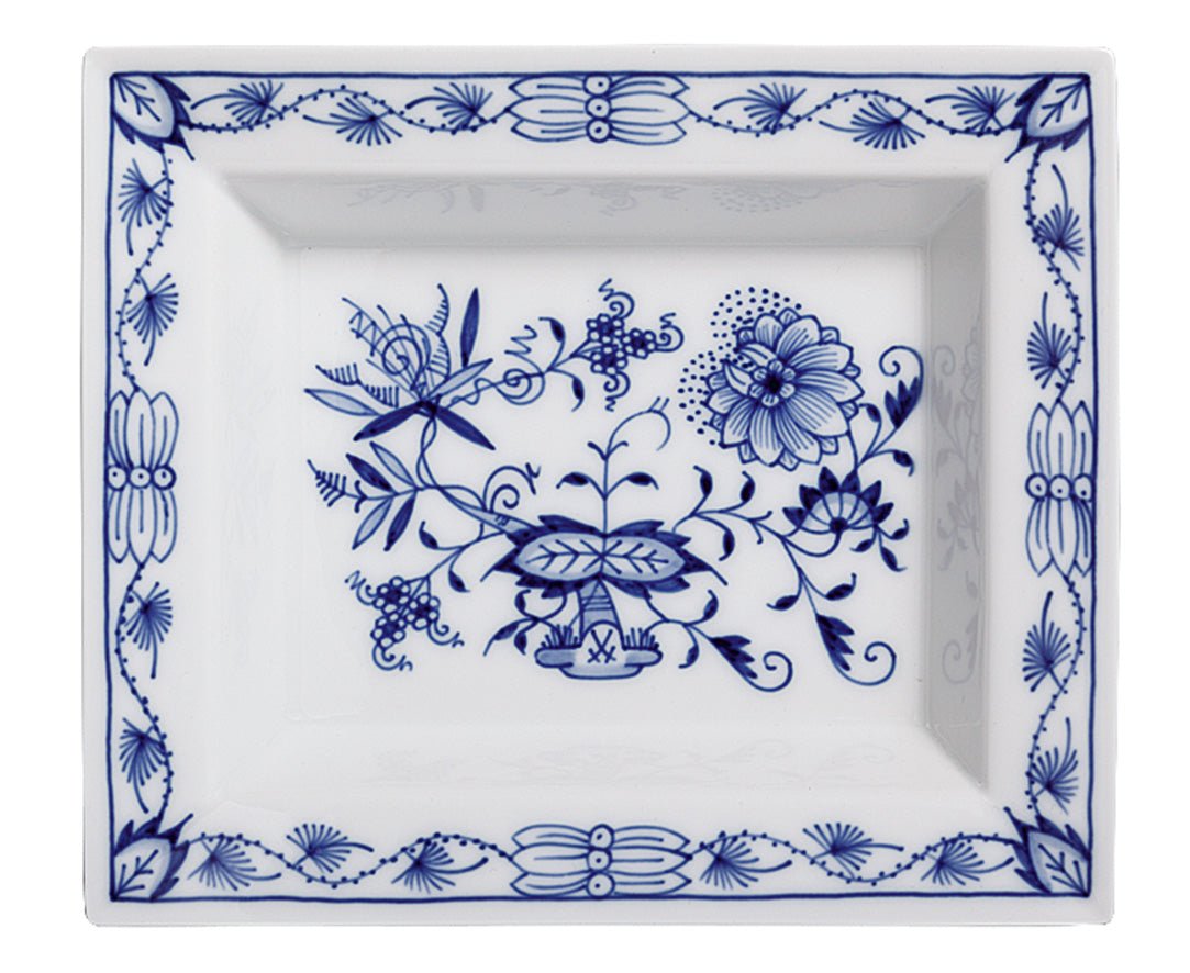 Schale eckig, groß, "Zwiebelmuster", kobaltblau, weißer Rand, 21 x 18,5 cm | The Meissen Vide - Poche - Collection 800101 - 53274 - Meissen Weimar