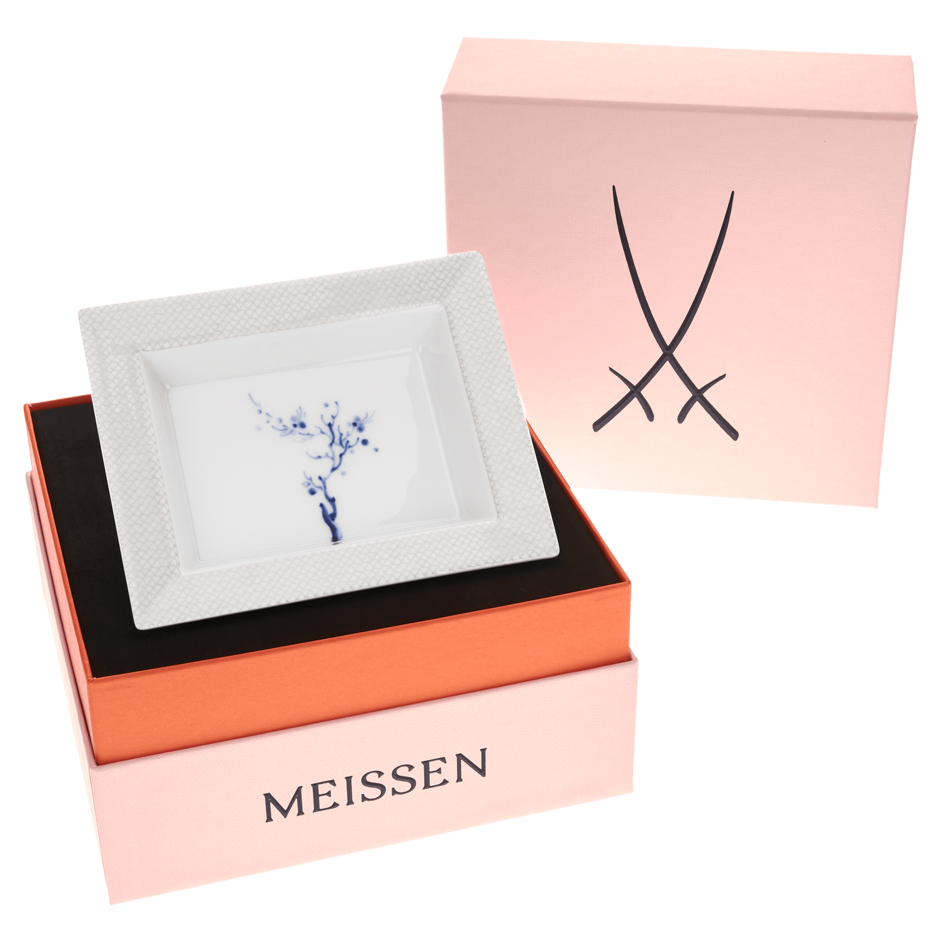 Schale eckig, klein, Blue Orchid White, 12,3 x 10 cm | The Meissen Vide - Poche - Collection 79A465 - 53268 - Meissen Weimar