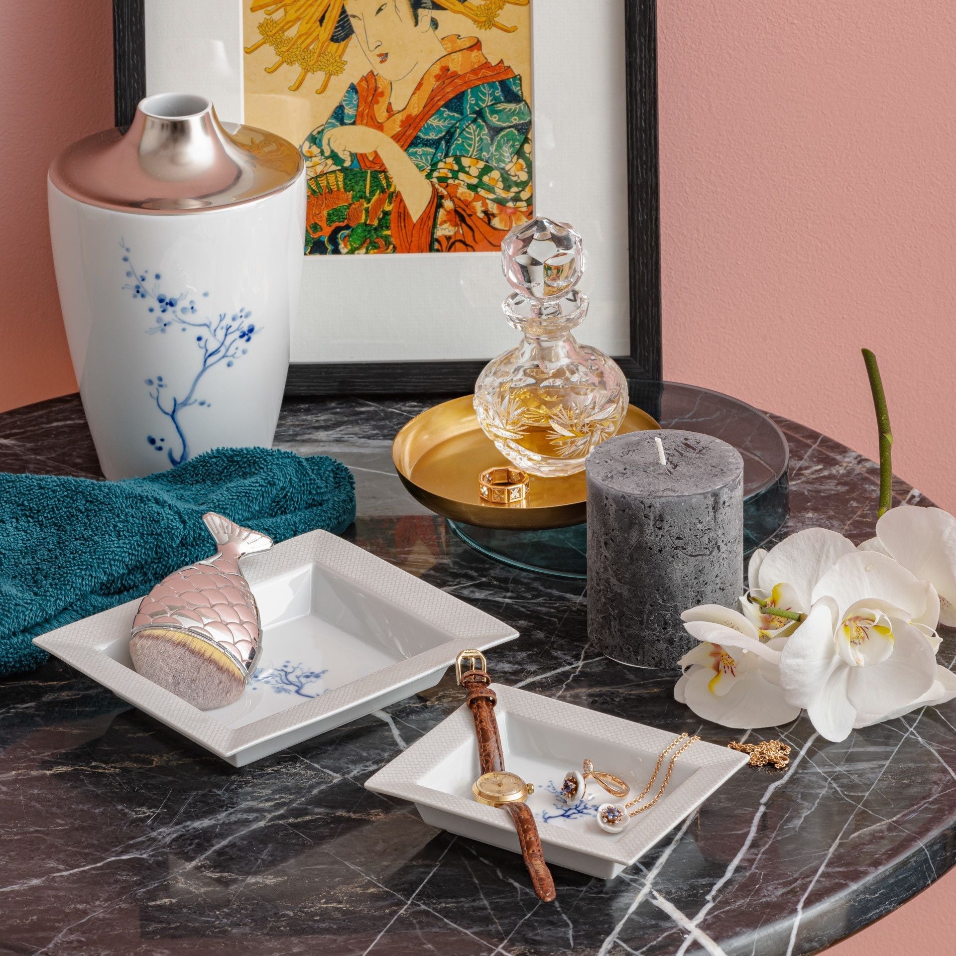 Schale eckig, mittel, Blue Orchid White, 16 x 13,5 cm | The Meissen Vide - Poche - Collection 79A465 - 53269 - Meissen Weimar