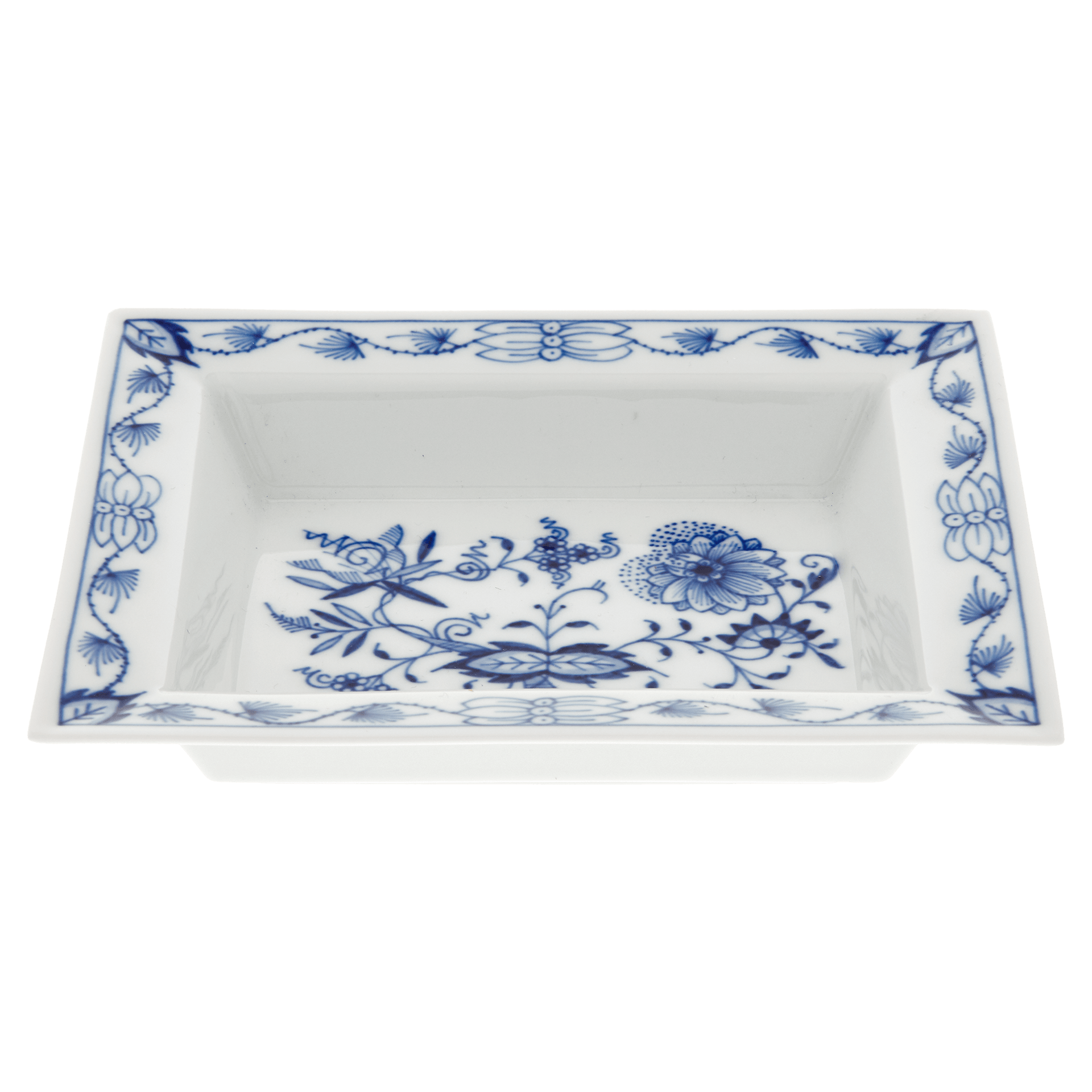 Schale eckig, mittel, "Zwiebelmuster", kobaltblau, weißer Rand, 16 x 13,5 cm | The Meissen Vide - Poche - Collection 800101 - 53269 - Meissen Weimar