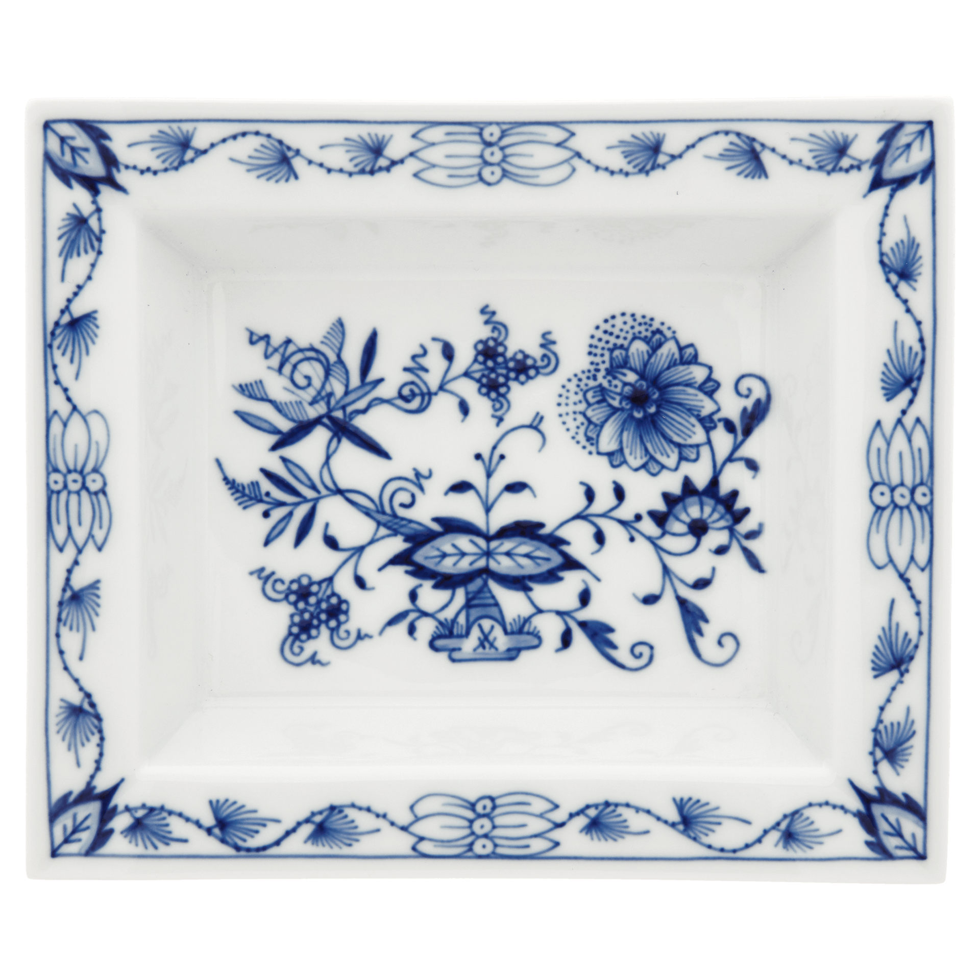 Schale eckig, mittel, "Zwiebelmuster", kobaltblau, weißer Rand, 16 x 13,5 cm | The Meissen Vide - Poche - Collection 800101 - 53269 - Meissen Weimar