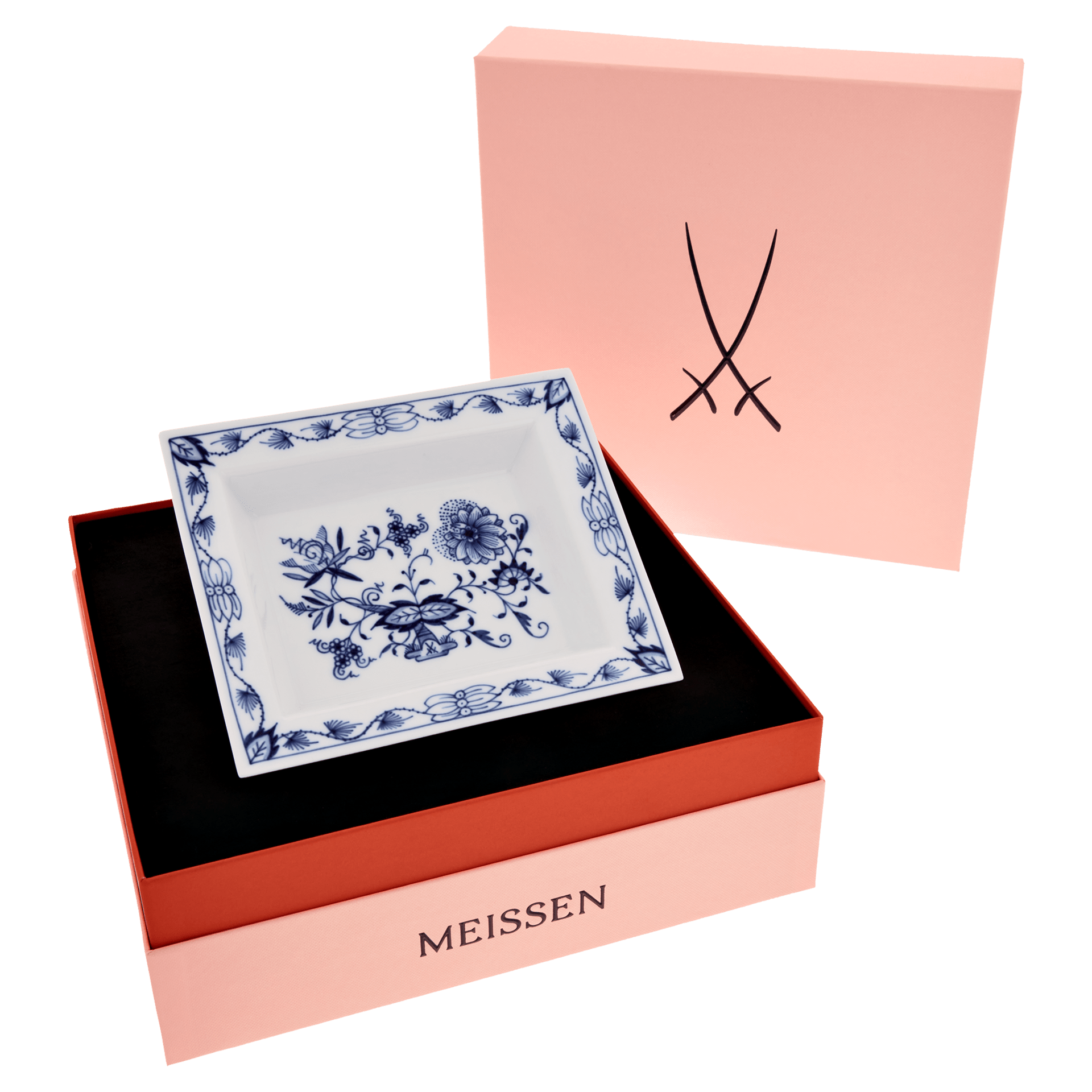 Schale eckig, mittel, "Zwiebelmuster", kobaltblau, weißer Rand, 16 x 13,5 cm | The Meissen Vide - Poche - Collection 800101 - 53269 - Meissen Weimar