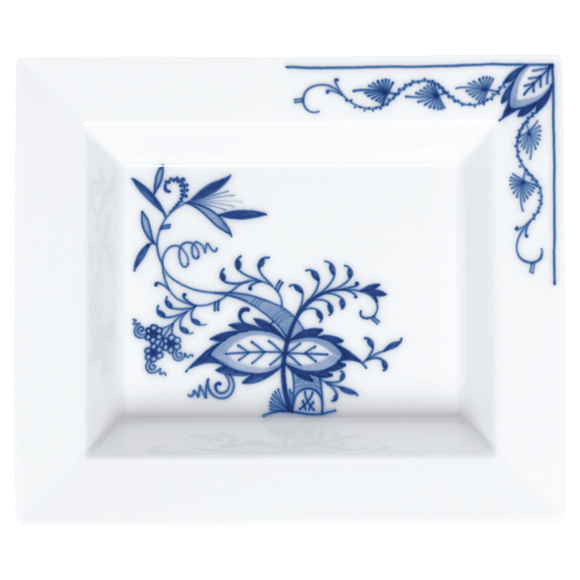 Schale eckig, mittel, Zwiebelmuster "Style" kobaltblau, weißer Rand, 16 x 13,5 cm | The Meissen Vide - Poche - Collection 801001 - 53269 - Meissen Weimar