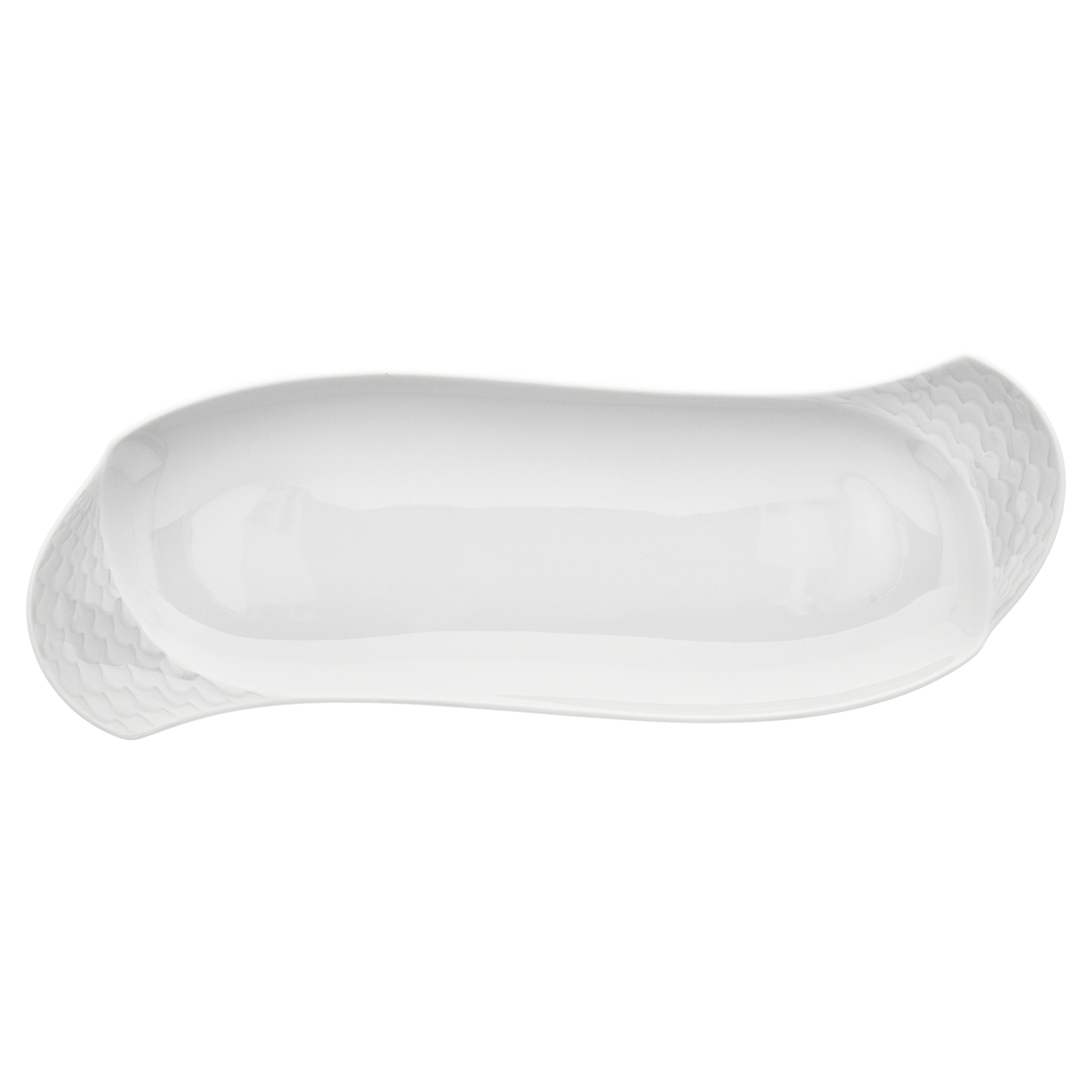 Schale, groß, Weiß, L 25,5 cm | Meissen Wellenspiel Relief 000001 - 53256 - Meissen Weimar