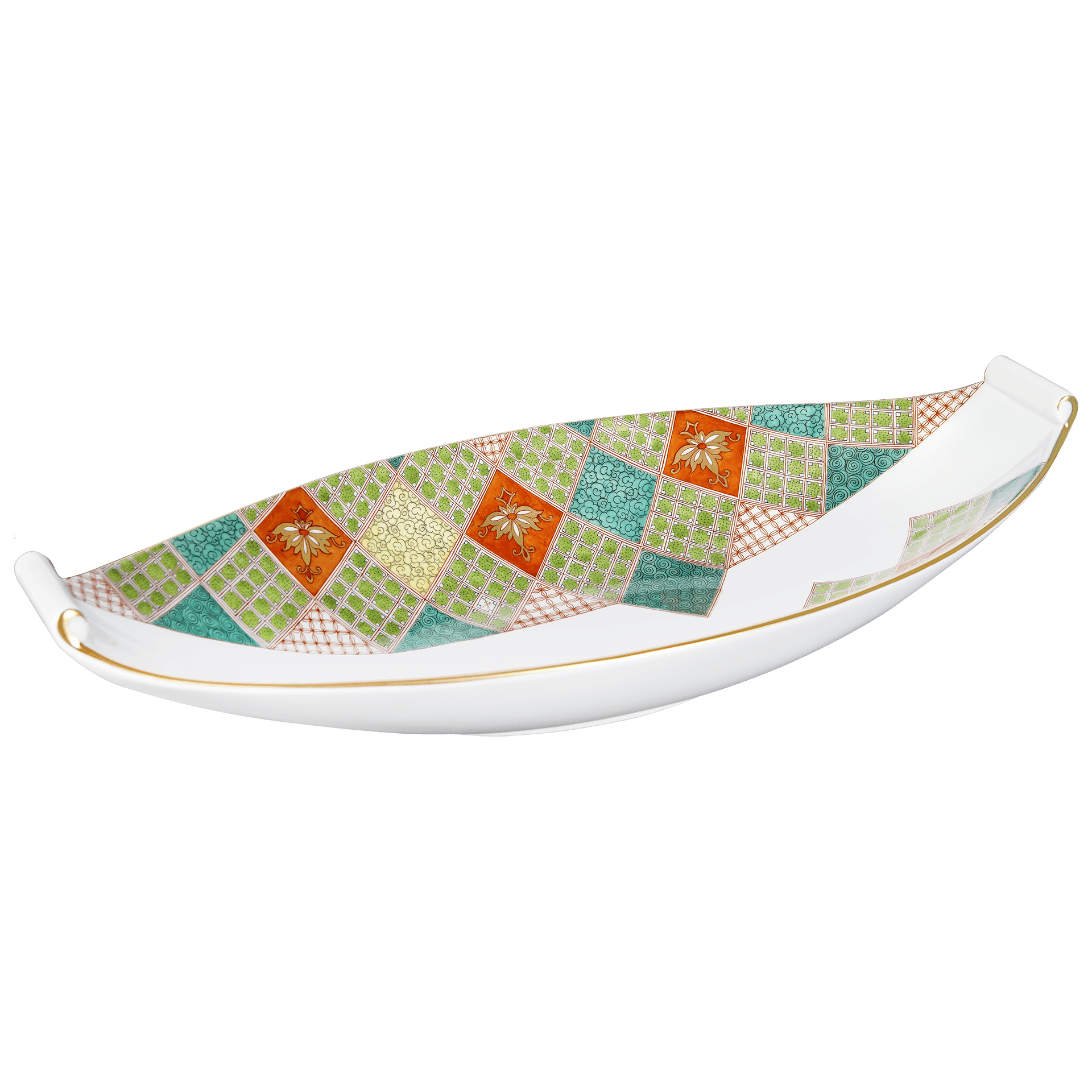Schale Japanische Blumen - und Feldornamente L 33 cm | Meissen Neuer Ausschnitt 584574 - 00290 - Meissen Weimar