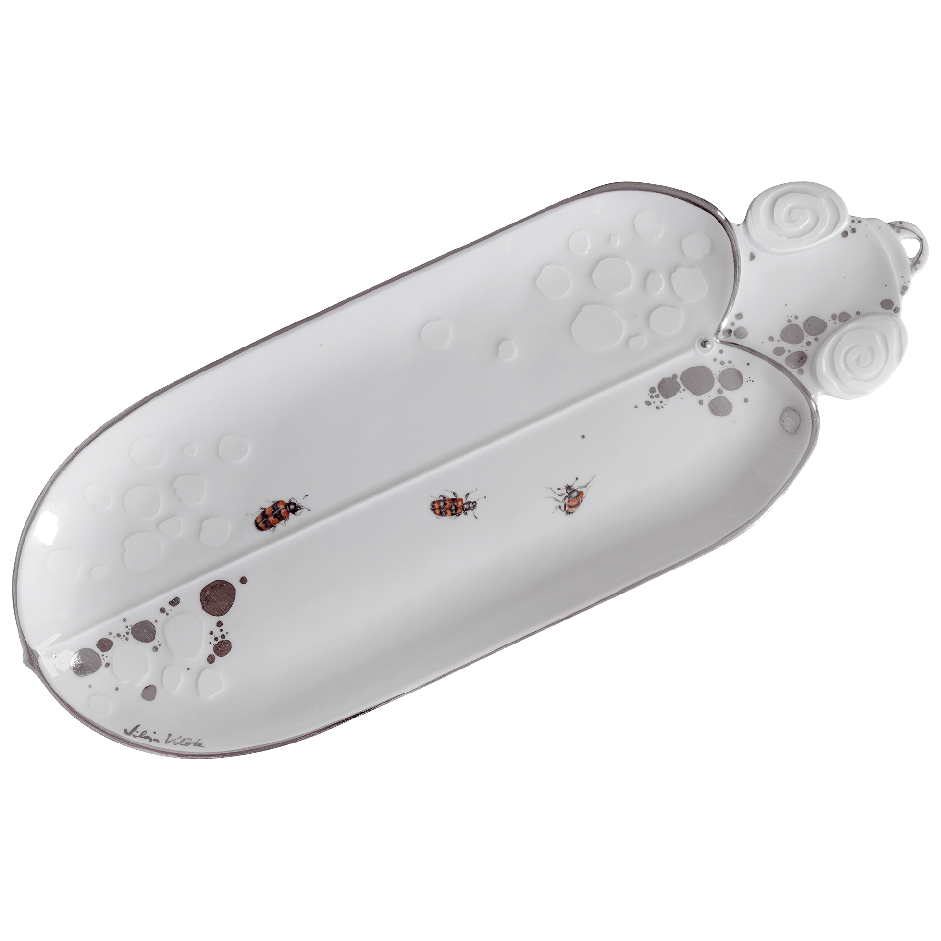 Schale Käferschale Platin L 41 cm Unikat | Meissen Unikate 63c061 - u6413 - Meissen Weimar