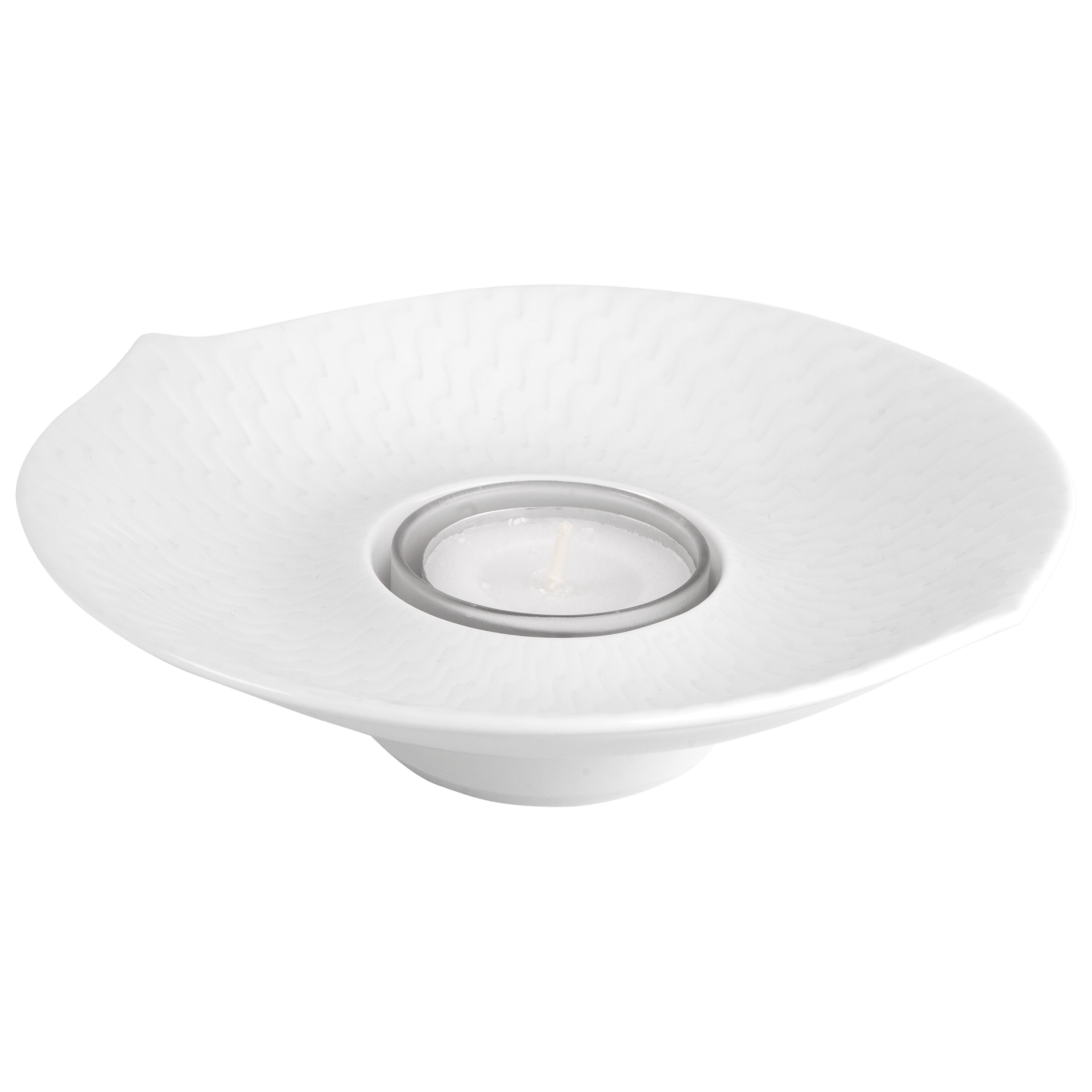 Schale mit Teelicht, Weiß, Ø 10,5 cm | Accessoires Meissen Wellenspiel Relief 000001 - 53N80 - Meissen Weimar