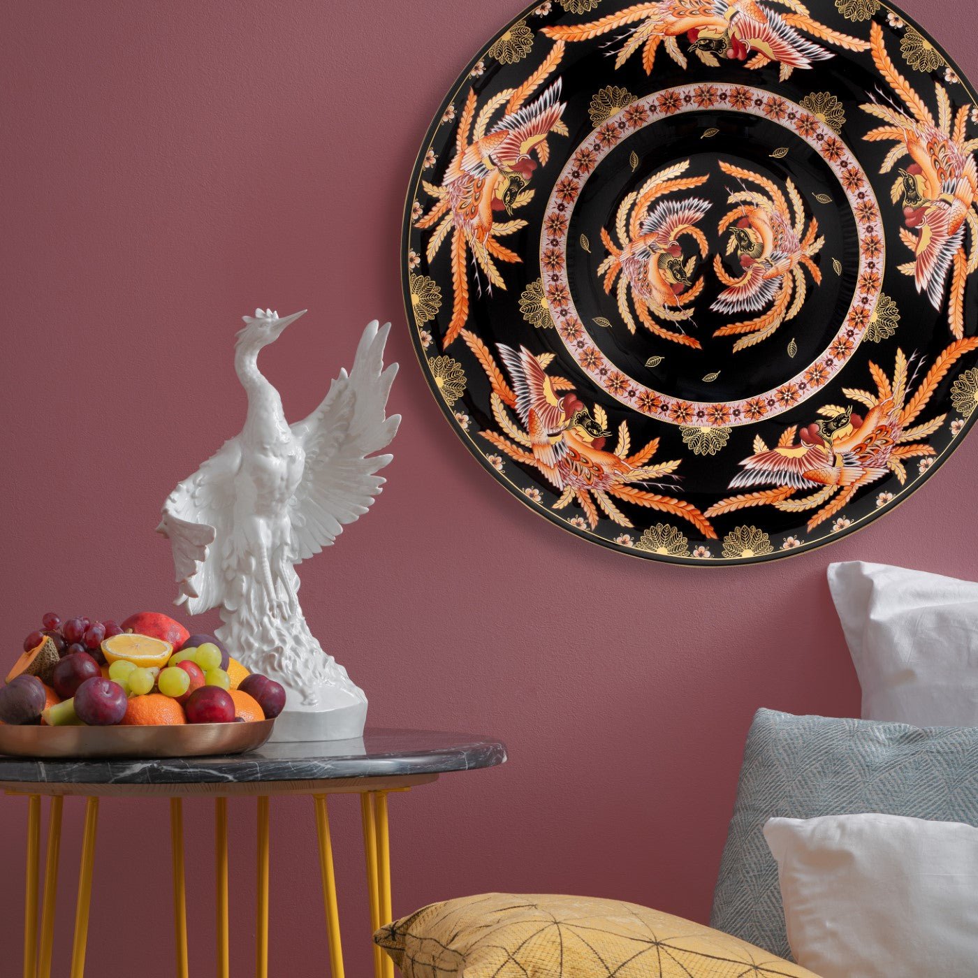 Schale Phönix I, schwarz - orange, Ø 45 cm | Meissen Limitierte Meisterwerke 57a584 - 54694 - Meissen Weimar