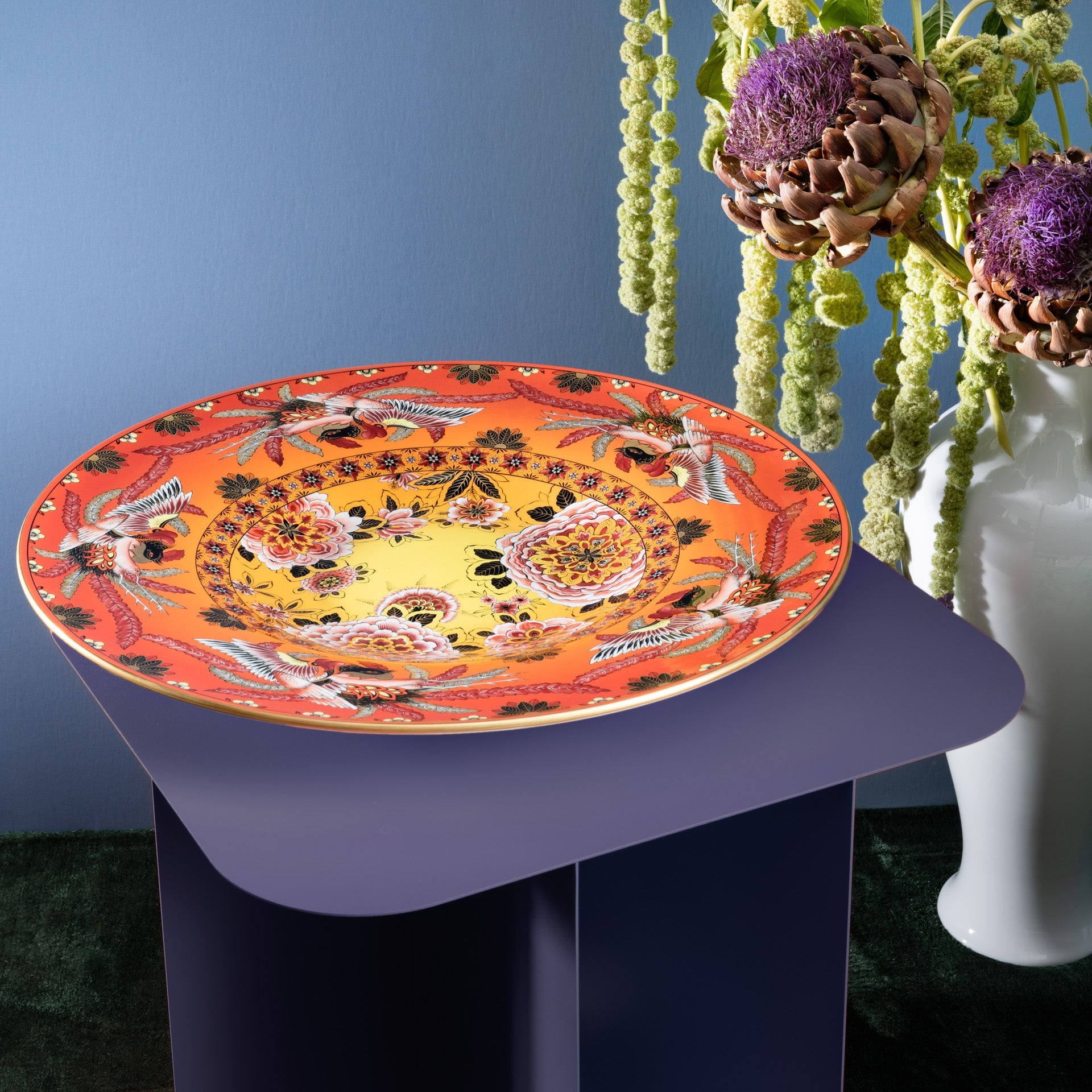Schale Phönix II, Farbig, Ø 45 cm, Limitiert 15 Stück | Meissen Limitierte Meisterwerke 57a684 - 54694 - Meissen Weimar