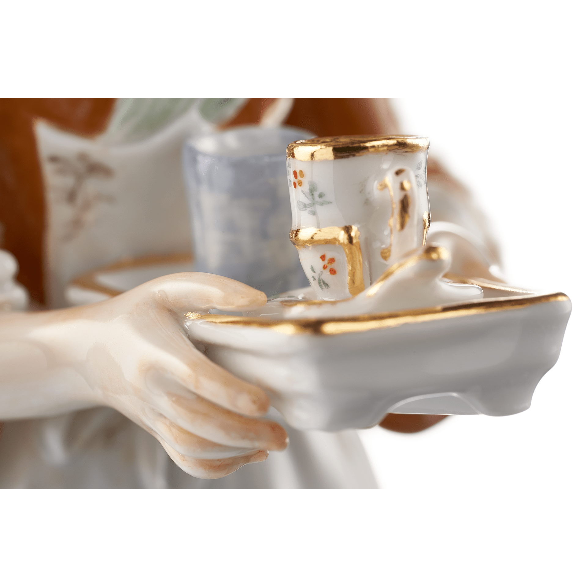 Schokoladenmädchen, klein, Bunt und gold staffiert, H 18,5 cm | Meissen Einzelplastik 90C300 - 73431 - Meissen Weimar