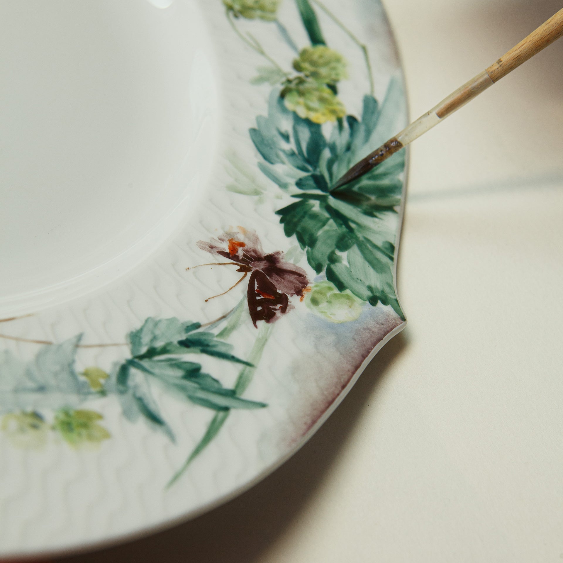Schüssel Waldflora Relief Ø 21,5 cm | Meissen Wellenspiel Relief 614501 - 29440 - Meissen Weimar