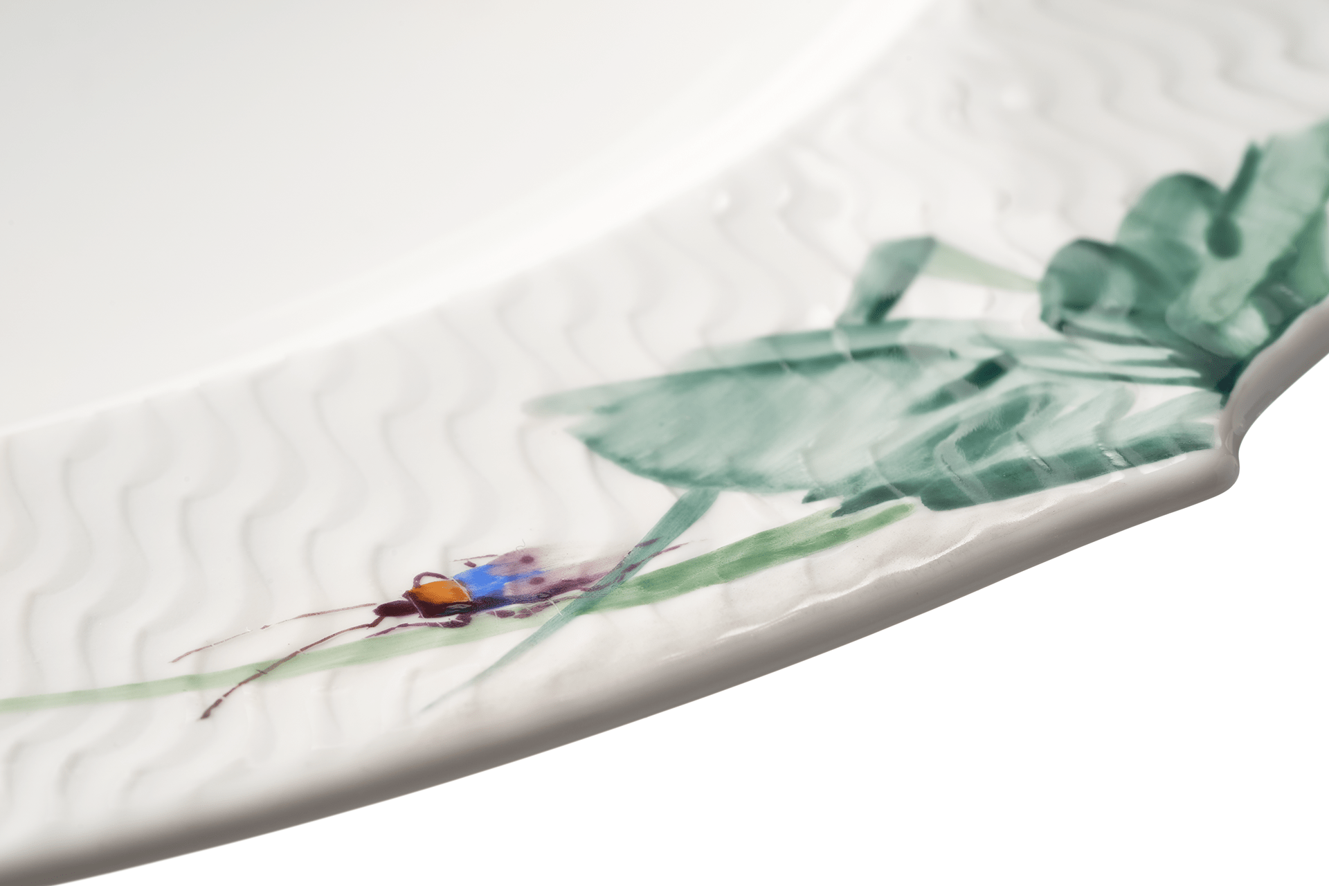 Servierplatte, Waldflora, L 35 cm oval | Meissen Wellenspiel Relief 614501 - 29307 - Meissen Weimar