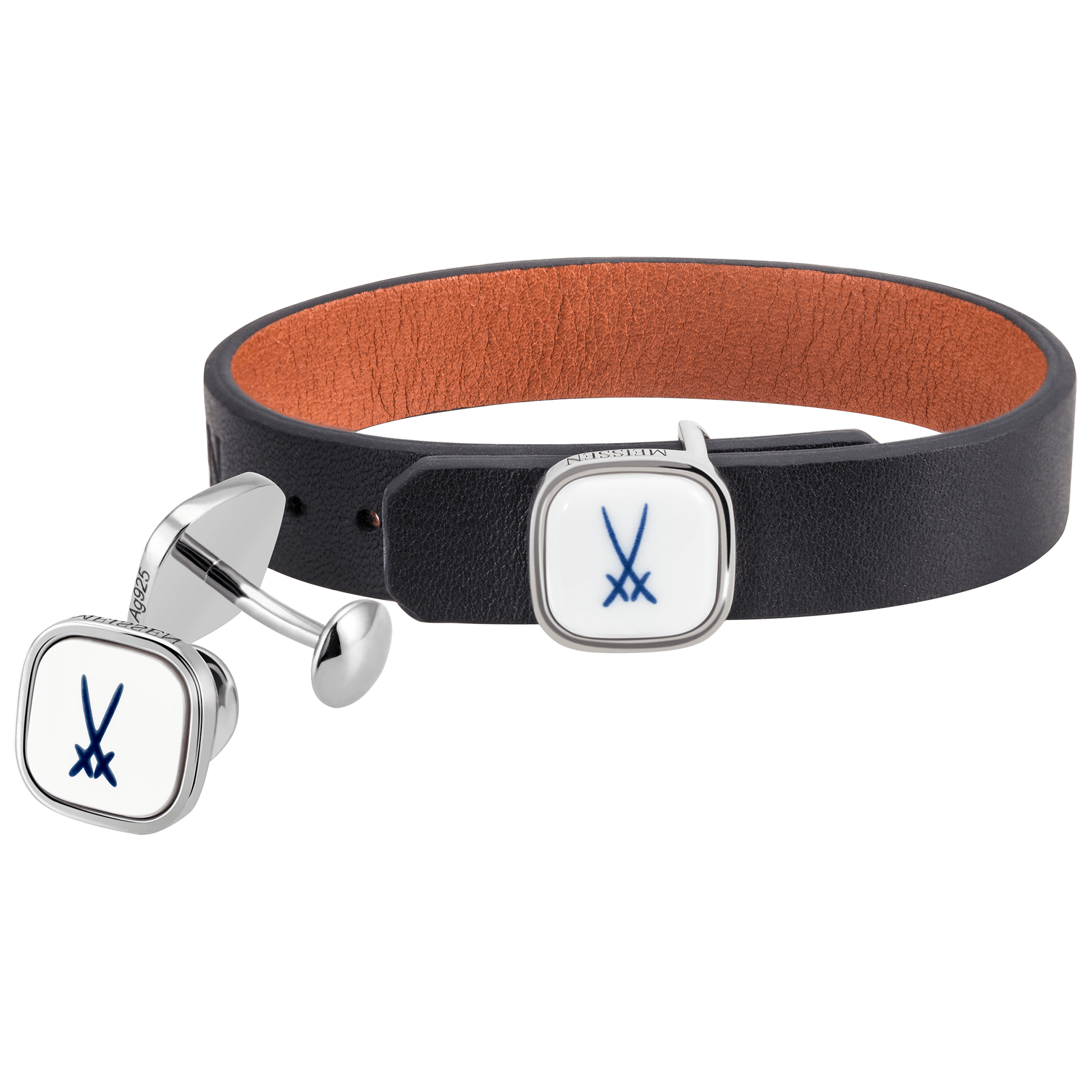 Set Armband & Manschettenknöpfe, Schwerter Kobaltblau, 925 Silber | Meissen Kollektion Markenzeichen mpj80sw926c2 - Meissen Weimar