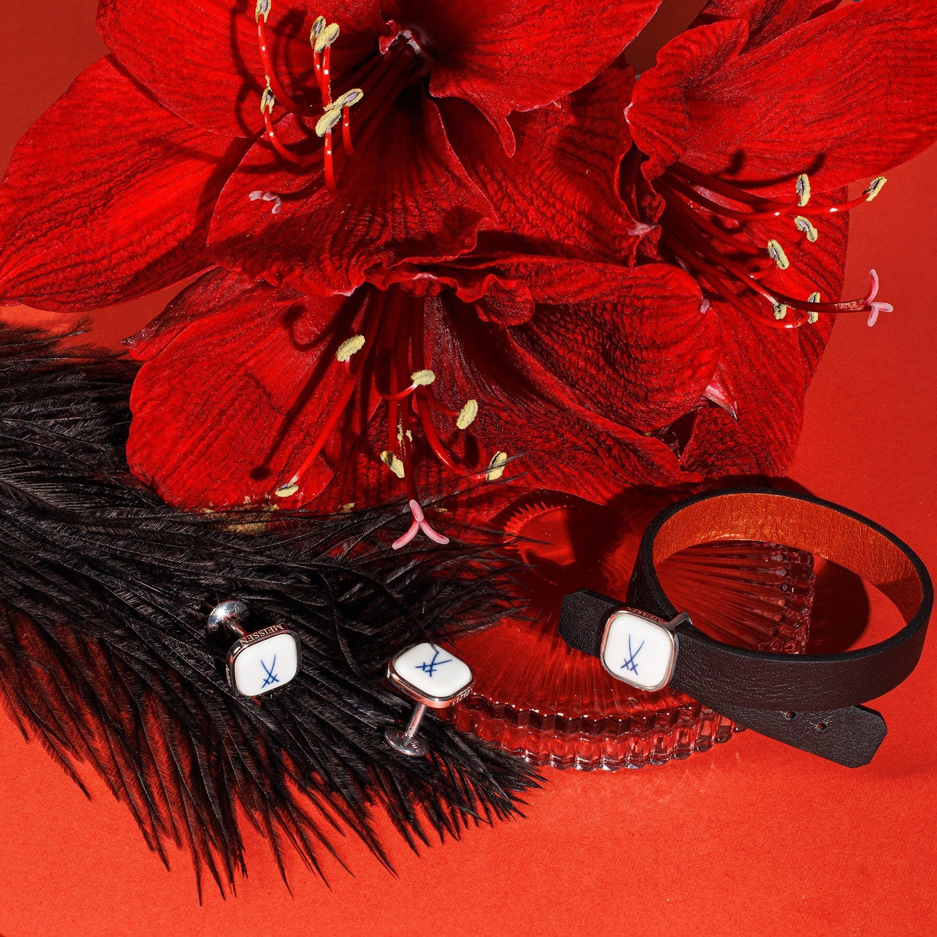 Set Armband & Manschettenknöpfe, Schwerter Kobaltblau, 925 Silber | Meissen Kollektion Markenzeichen mpj80sw926c2 - Meissen Weimar