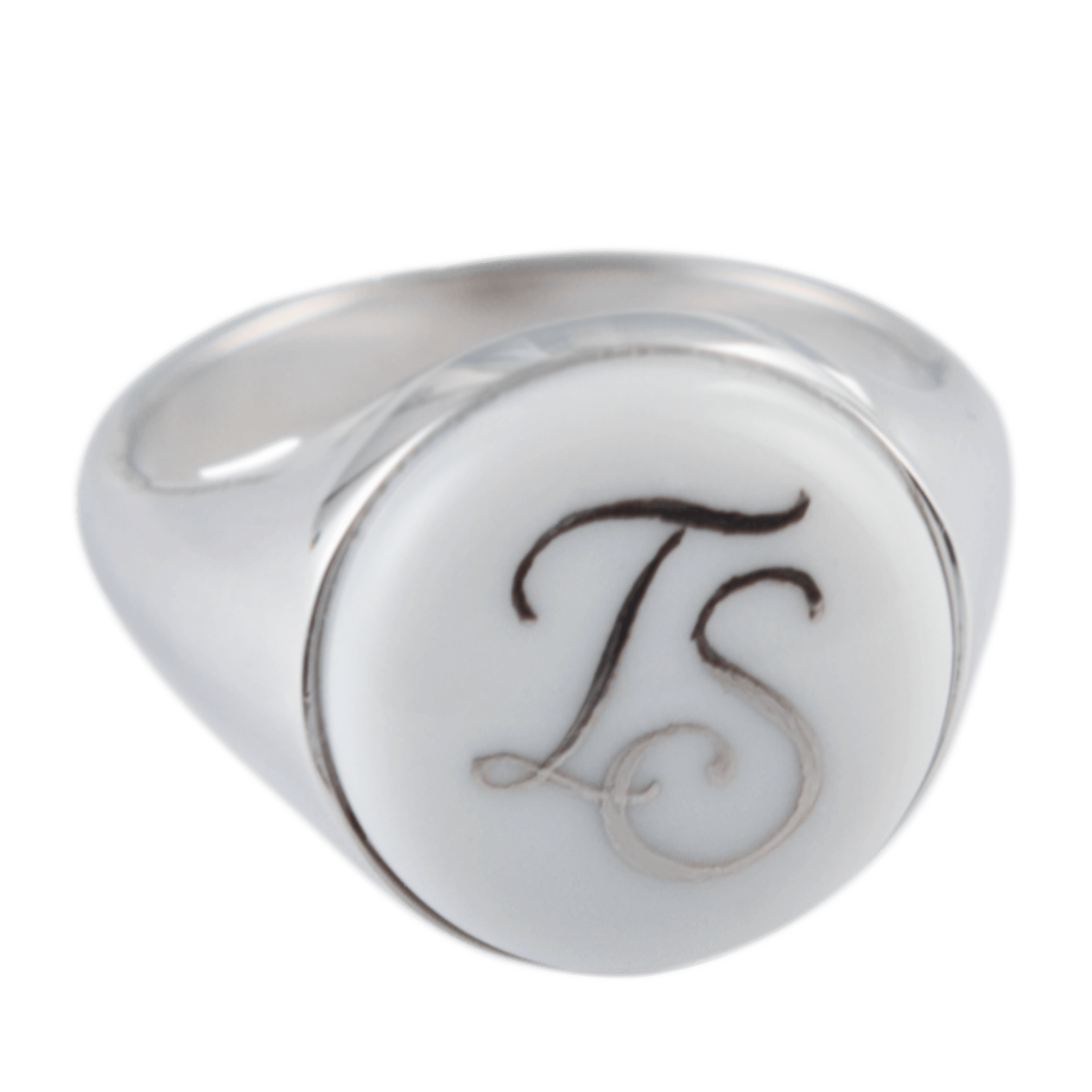 Siegelring mit Monogramm in Platin, 925 Sterlingsilber und Porzellan | Meissen Geschenke 97b203-53mx1 - Meissen Weimar