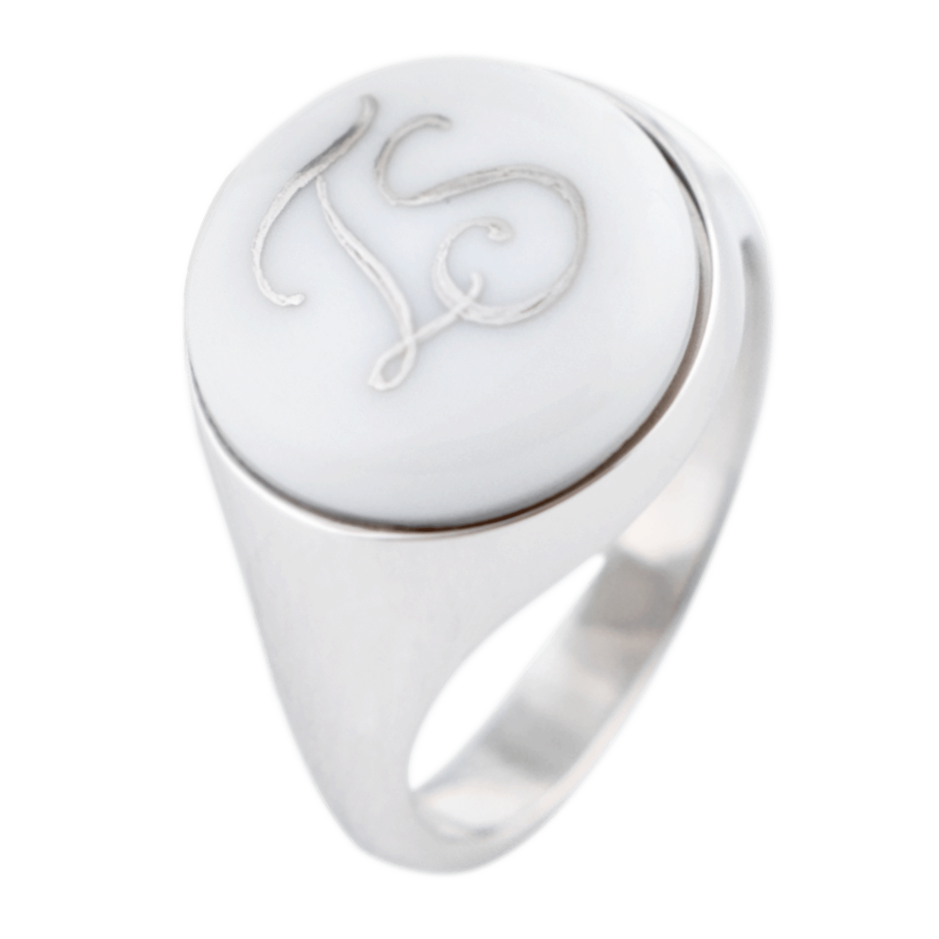 Siegelring mit Monogramm in Platin, 925 Sterlingsilber und Porzellan | Meissen Geschenke 97b203-53mx1 - Meissen Weimar