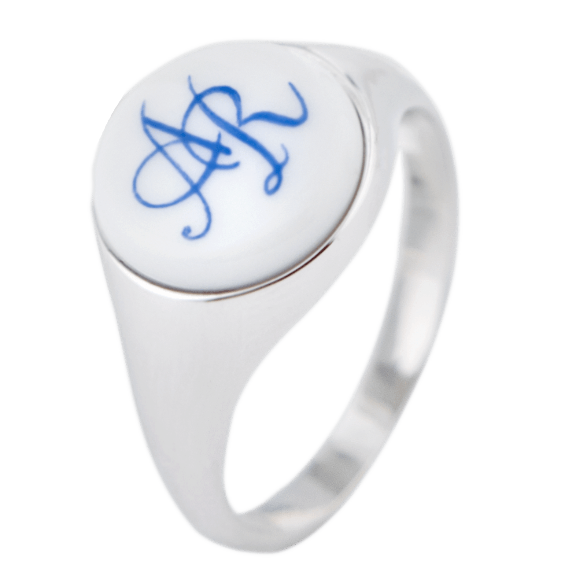 Siegelring, Monogramm Kobaltblau, 925 Sterlingsilber | Meissen Schmuck Individuell 97b201-53mx3 - Meissen Weimar