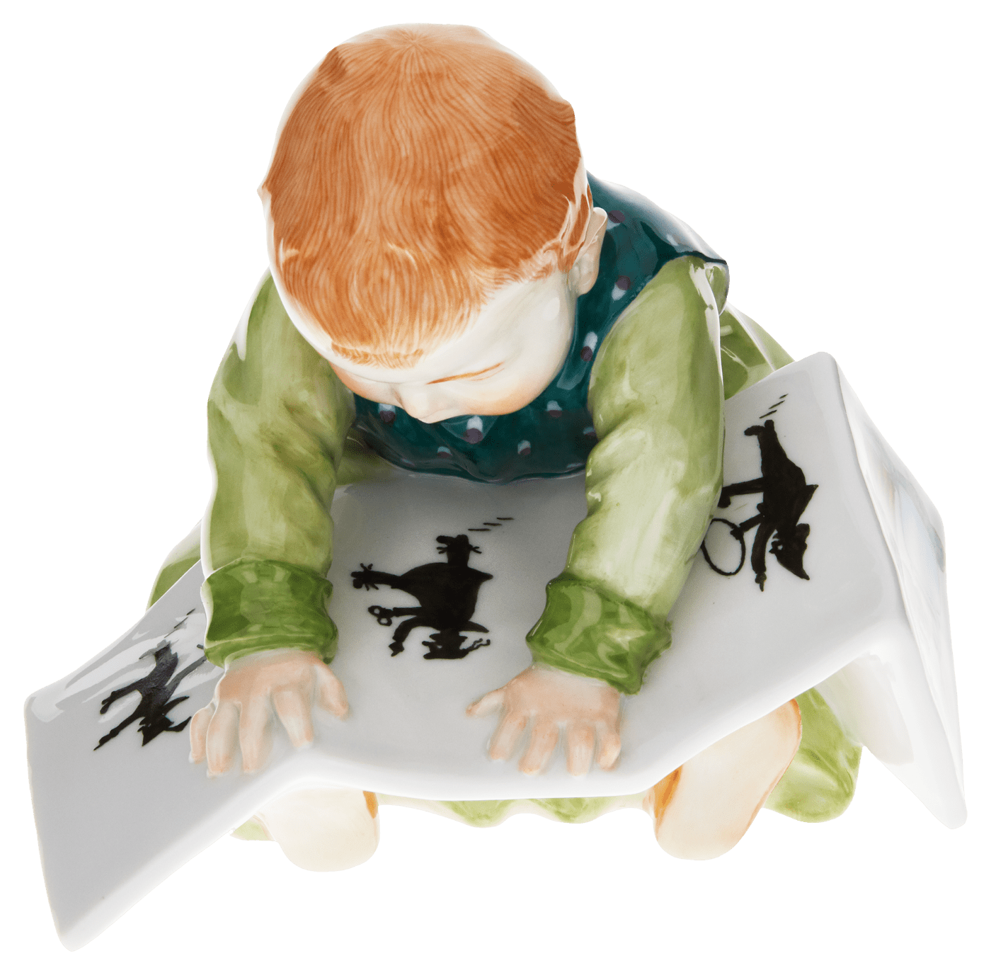 Sitzendes Kind mit Bilderbuch, Bunt staffiert, H 10 cm | Meissen Figuren - Edition Hentschelkinder 900100 - 73354 - Meissen Weimar
