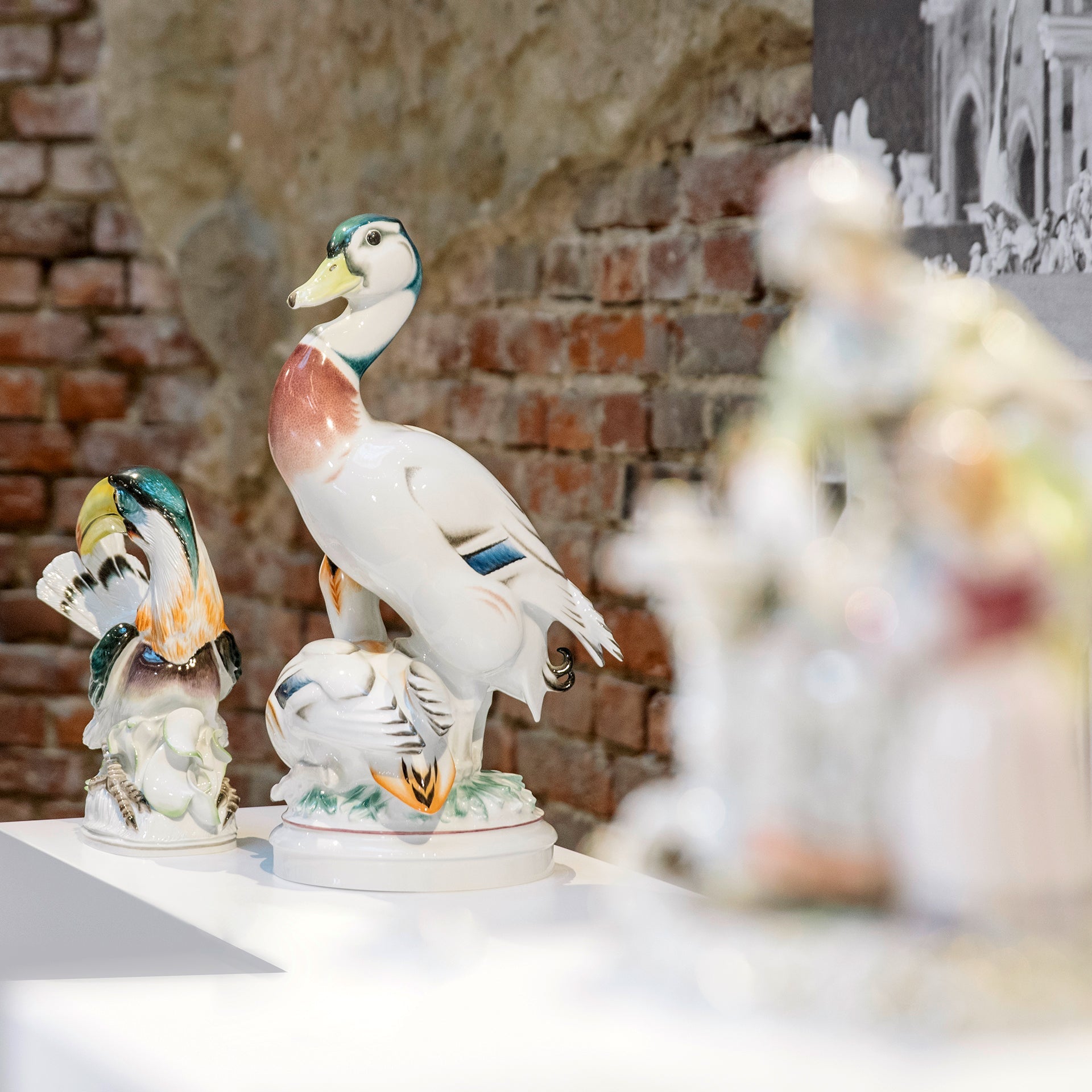Skulptur Entengruppe handbemalt, H 55 cm | Meissen Limitierte Meisterwerke 900184 - 76029 - Meissen Weimar