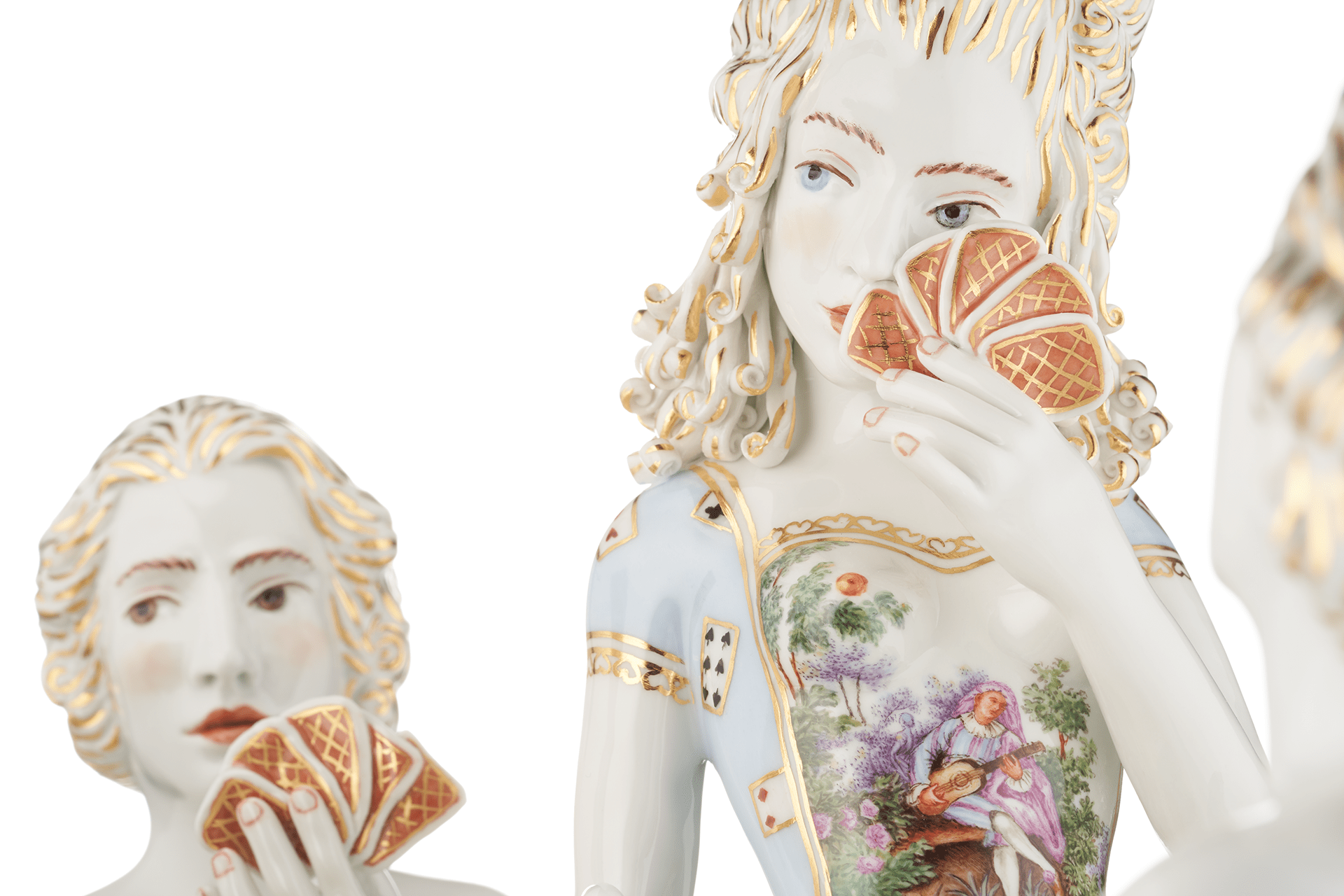 Skulptur Kartenspiel Höhe 32 cm | Meissen Figuren Individuell 65c028 - 73701 - Meissen Weimar