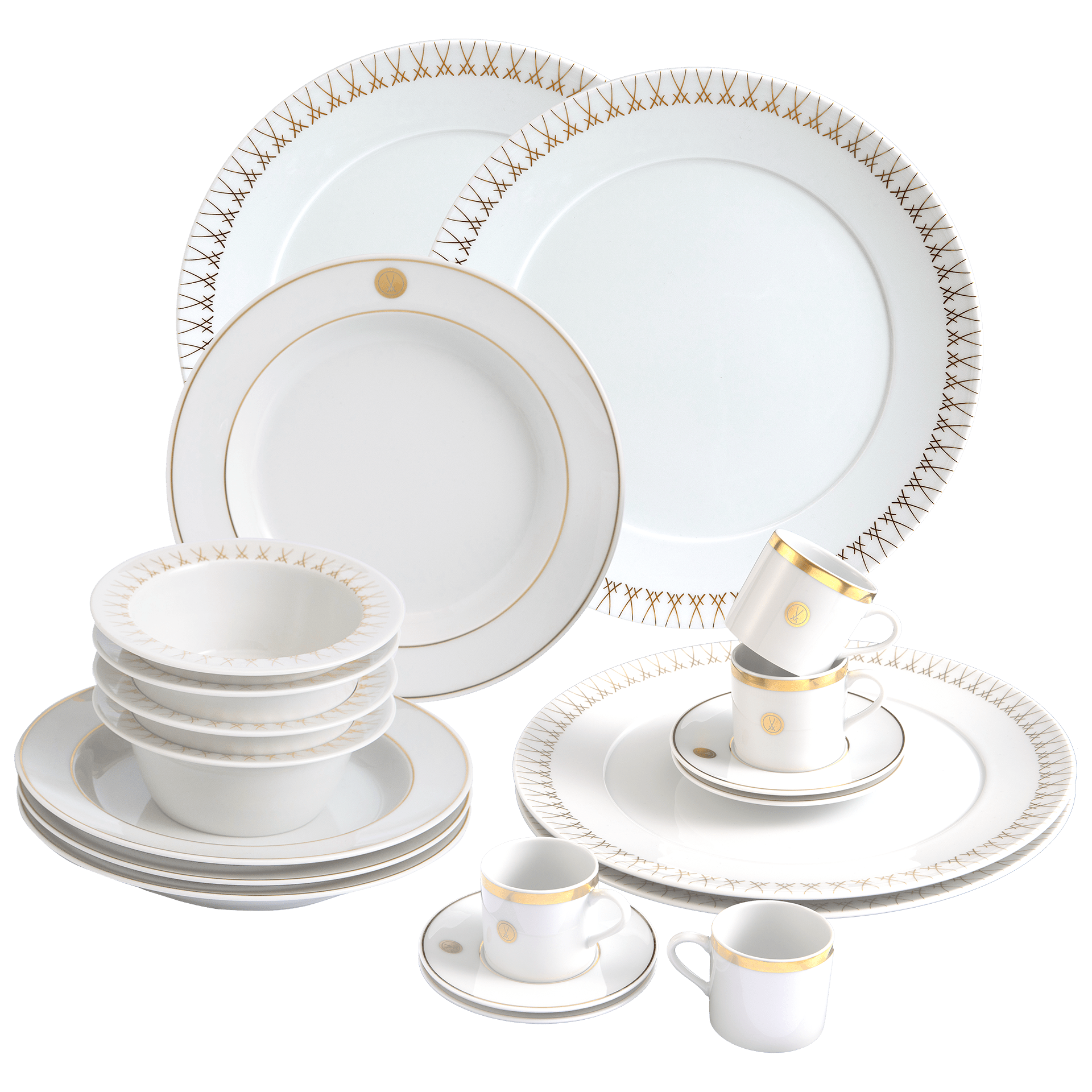 Speise - Set, Swords Luxury Gold, 20 - tlg. | Meissen No.41 Swords Luxury Gold 99a368 - c3607 - Meissen Weimar