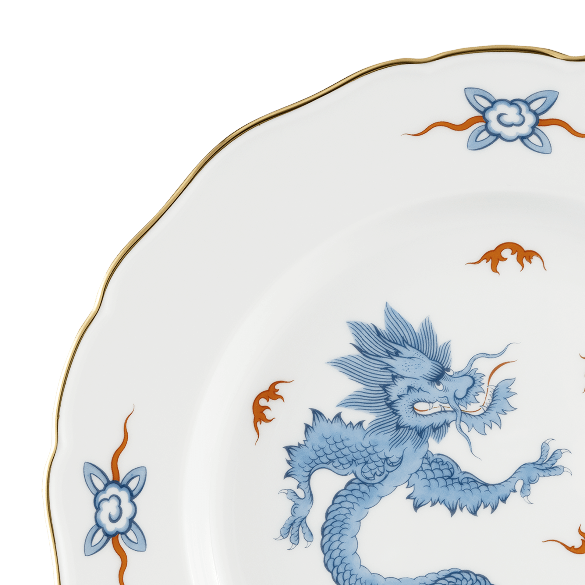Speiseteller Ming Drache blau, handausgemalt, Ø 28 cm | Meissen Neuer Ausschnitt 33d210-00479 - Meissen Weimar
