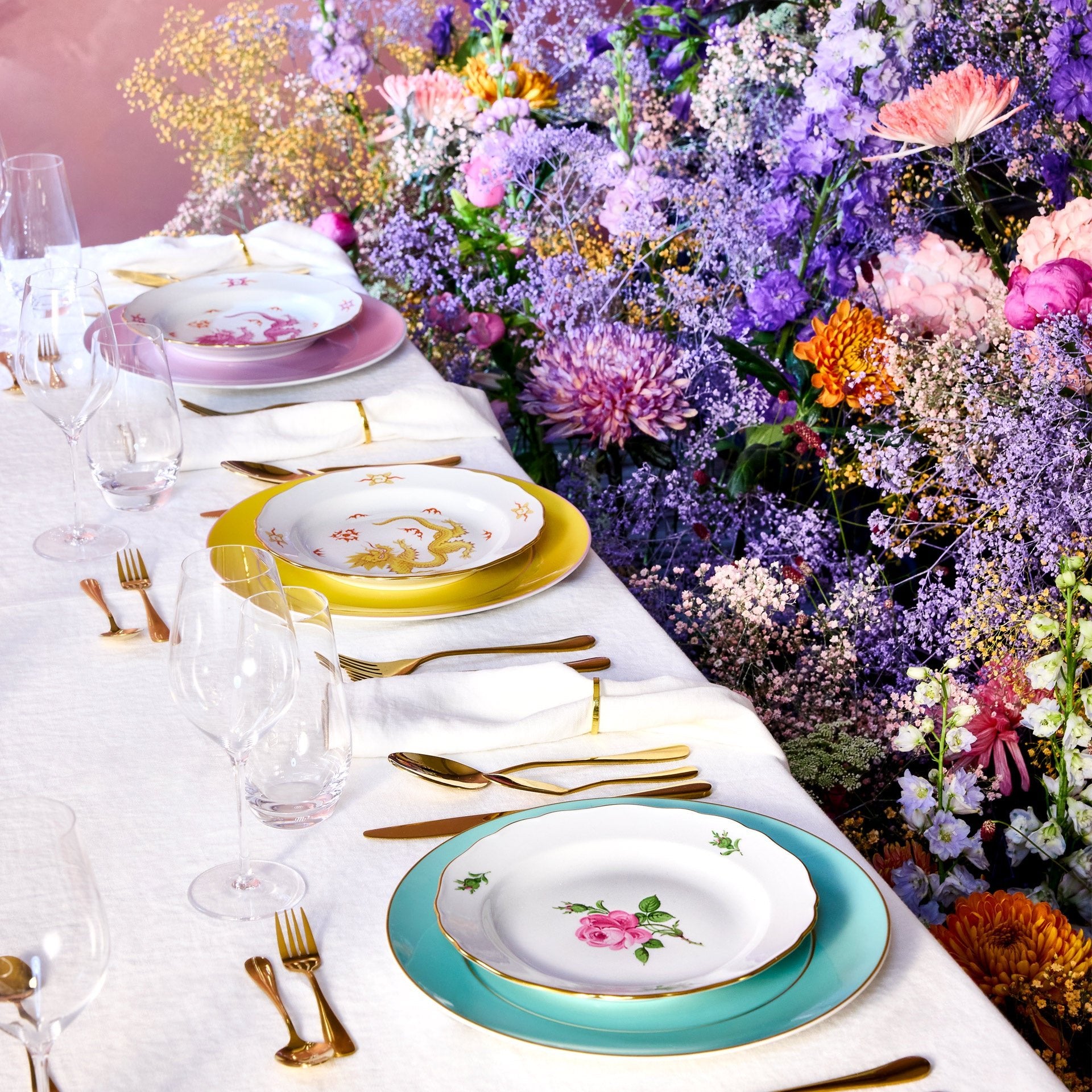 Speiseteller Ming Drache gelb, handausgemalt, Ø 22 cm | Meissen Neuer Ausschnitt 33d610-00473 - Meissen Weimar