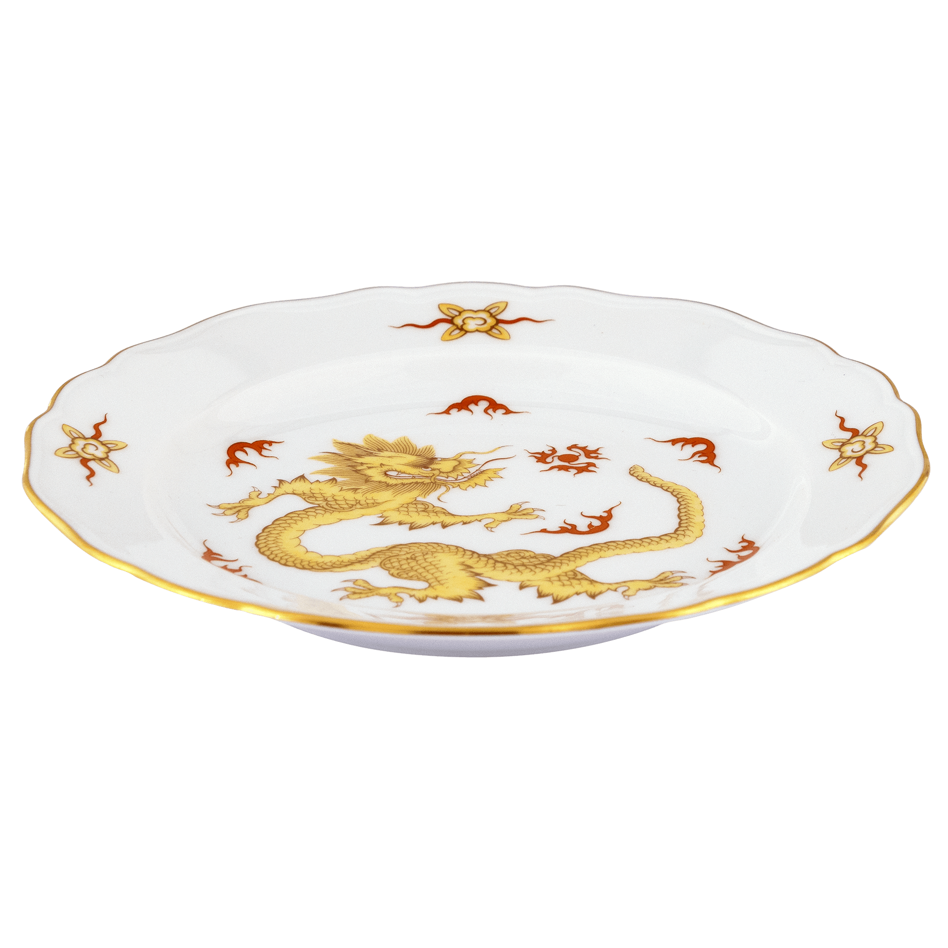 Speiseteller Ming Drache gelb, handausgemalt, Ø 22 cm | Meissen Neuer Ausschnitt 33d610-00473 - Meissen Weimar