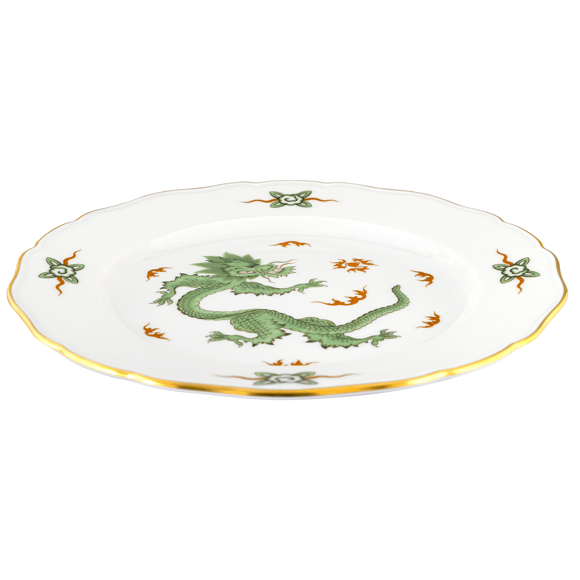Speiseteller Ming Drache grün, handausgemalt, Ø 22 cm | Meissen Neuer Ausschnitt 33d310-00473 - Meissen Weimar