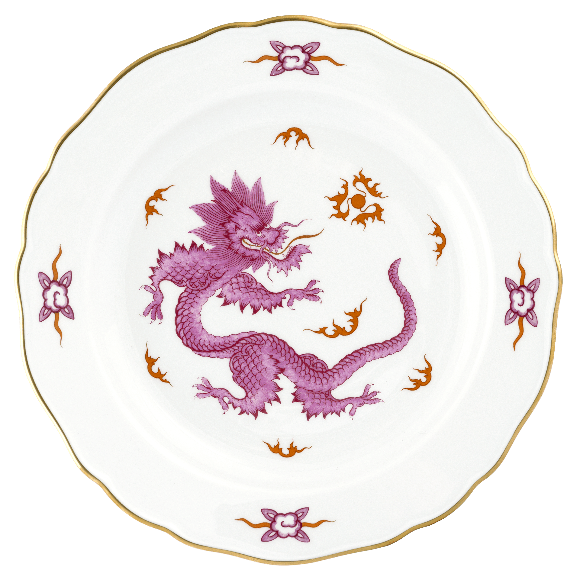 Speiseteller Ming Drache purpur, handausgemalt, Ø 22 cm | Meissen Neuer Ausschnitt 33d410-00473 - Meissen Weimar