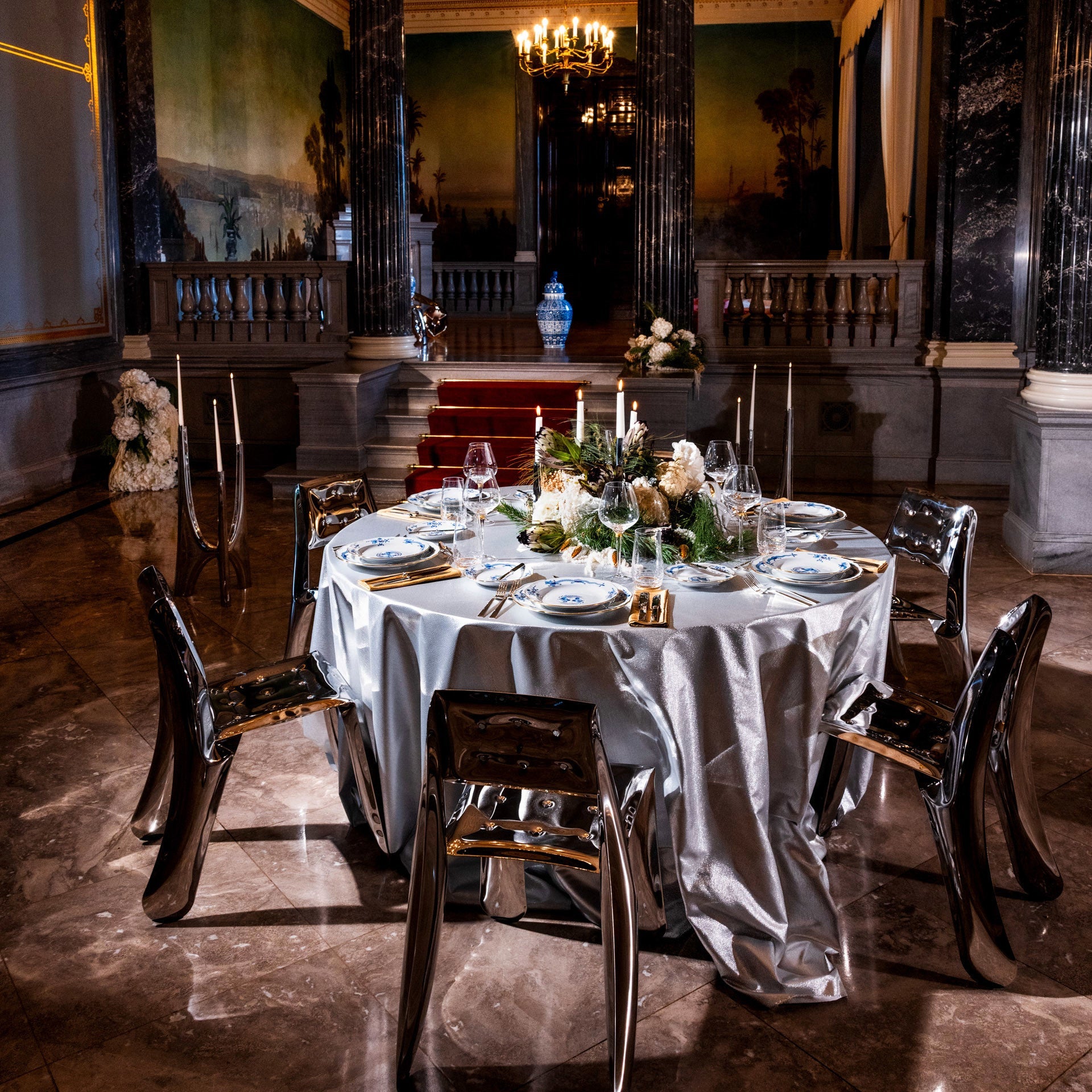 Speiseteller, Reicher Drache, blau, handausgemalt, Ø 28 cm | Meissen Neuer Ausschnitt 32D210-00479 - Meissen Weimar