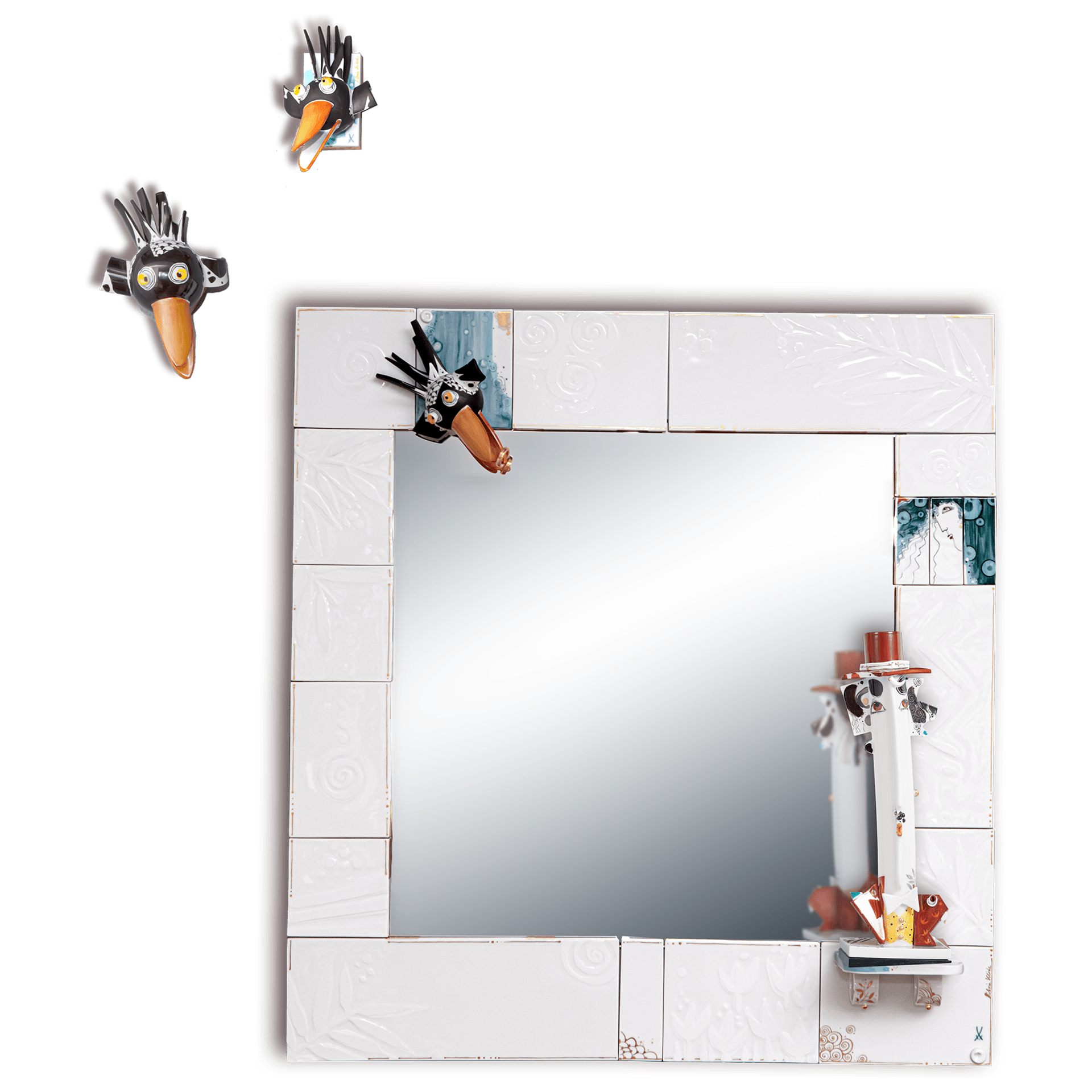 Spiegel Unikat Porzellan H 67 cm | Meissen Unikate 63c061 - u6248 - Meissen Weimar