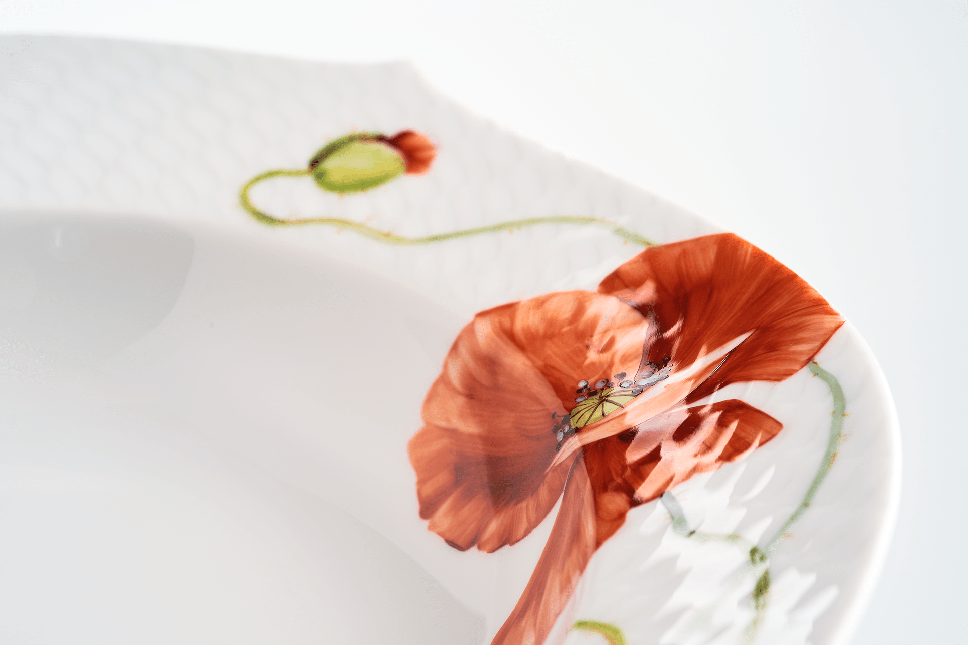 Starter - Set Geschirr Set Wilder Mohn 12 - tlg. | Meissen Wellenspiel Relief 615201 - c2945 - Meissen Weimar