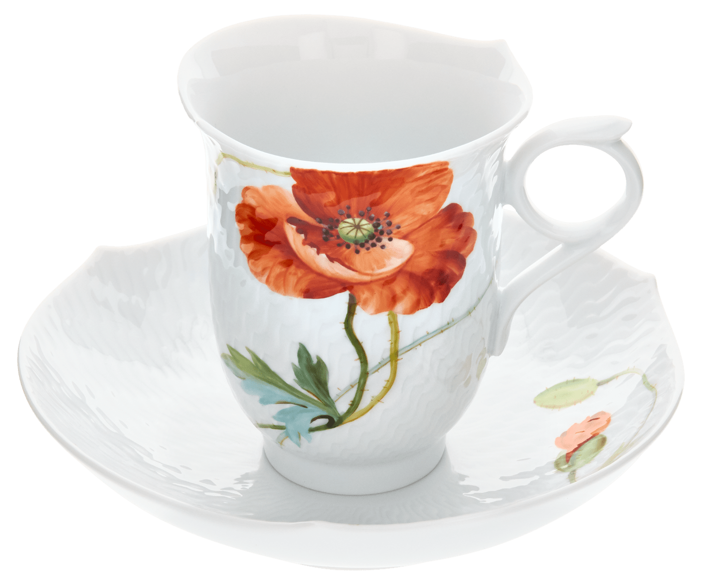 Starter - Set Geschirr Set Wilder Mohn 12 - tlg. | Meissen Wellenspiel Relief 615201 - c2945 - Meissen Weimar
