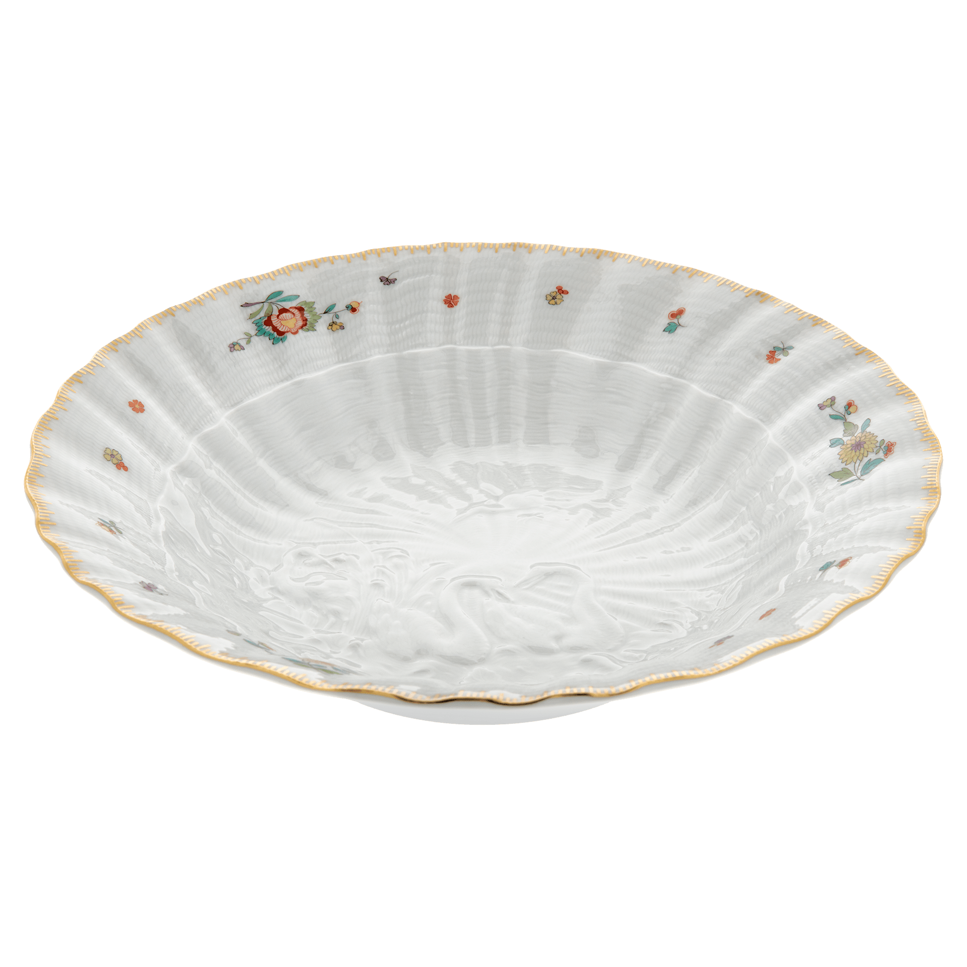 Suppenteller, Indische Blumenzweige, gestreute Blümchen, Goldkante, Goldrand, ø 25 cm | Meissen Schwanendessin 397152 - 05488 - Meissen Weimar