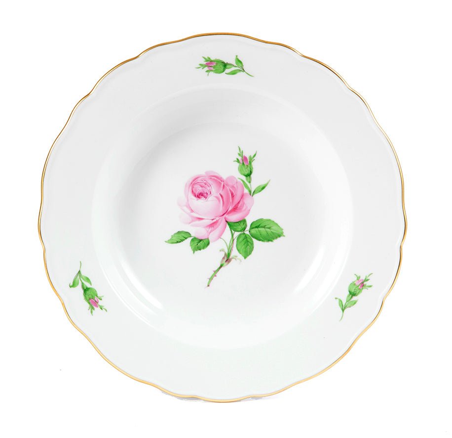 Suppenteller, Rose mitte, bunt, Goldrand, Ø 19 cm | Meissen Neuer Ausschnitt 020110 - 00486 - Meissen Weimar