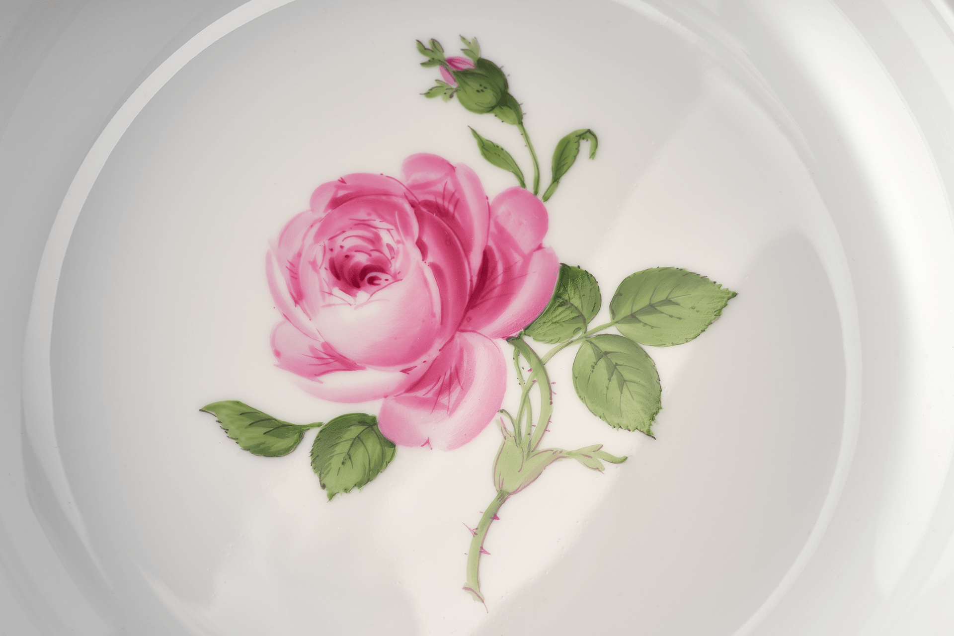 Suppenteller, Rose mitte, bunt, Goldrand, Ø 22 cm | Meissen Neuer Ausschnitt 020110 - 00488 - Meissen Weimar