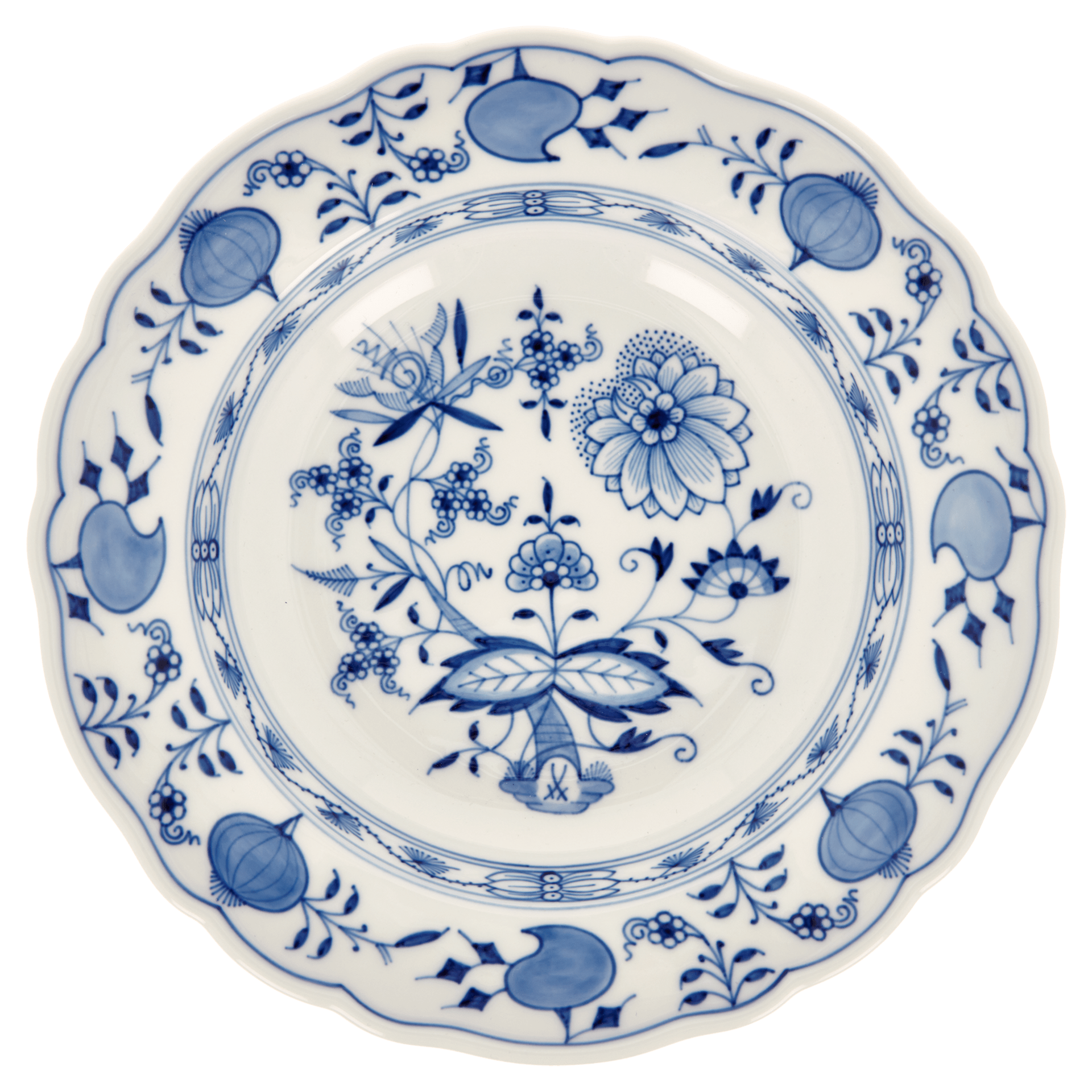 Suppenteller, Zwiebelmuster, kobaltblau, weißer Rand, Ø 22 cm | Meissen Neuer Ausschnitt 800101 - 00488 - Meissen Weimar