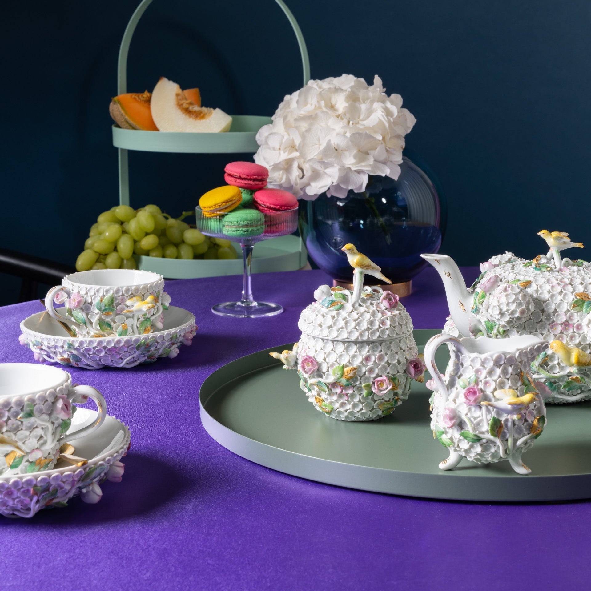 Tafelservice Schneeballset mit Vögeln, Porzellan, Limitiert 25 Stück | Meissen Limitierte Meisterwerke 900384 - c8204 - Meissen Weimar