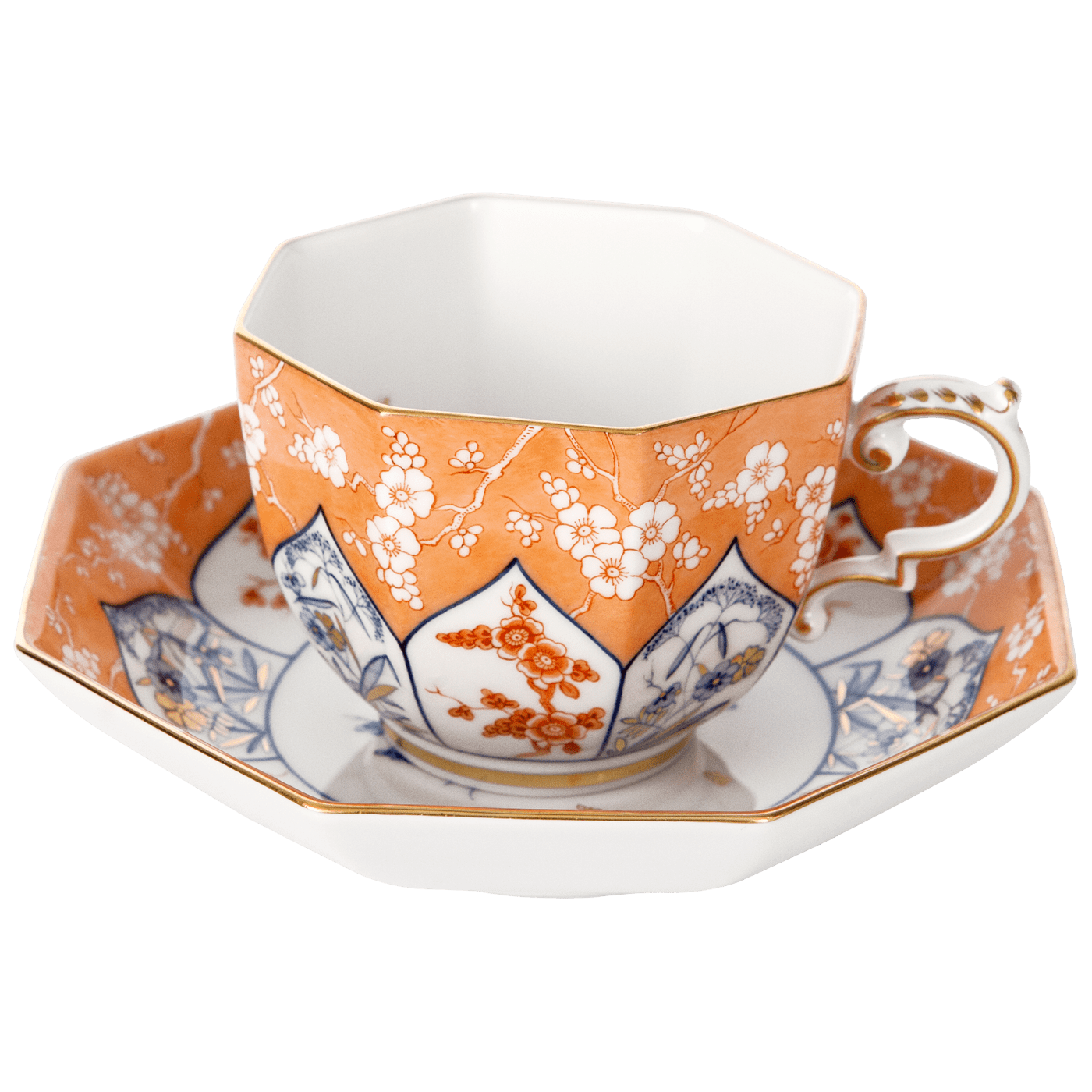 Tasse und Untertasse Japanische Blumenzweige und Gräser Rot, H 6,8 cm, V 0,15 l | Meissen Limitierte Meisterwerke 408174 - 55836 - Meissen Weimar