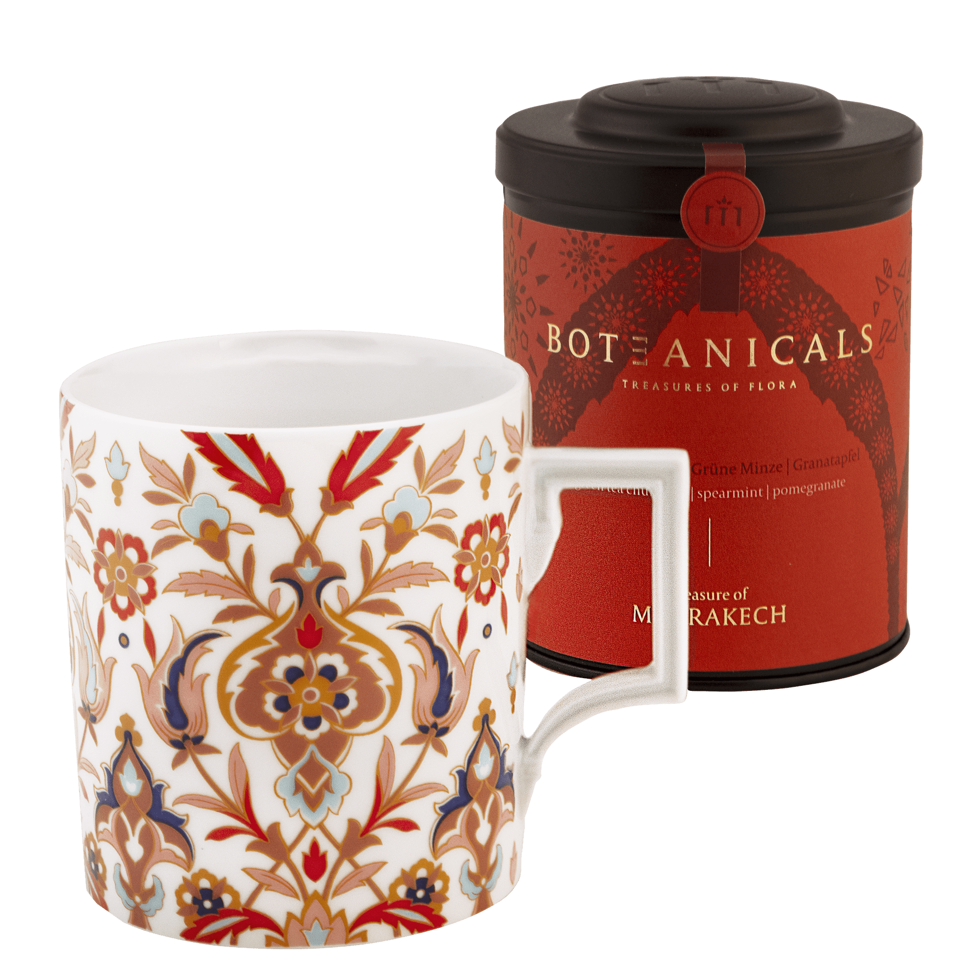 Tee - Set Marrakesch, 2 - tlg., BOTEANICALS Treasures of Marrakesch 100g, 1 Henkelbecher, Mug Ornamente | Meissen - Set Kollektion Genußwelten VS - 79A457 - 55810 - 001 - Meissen Weimar