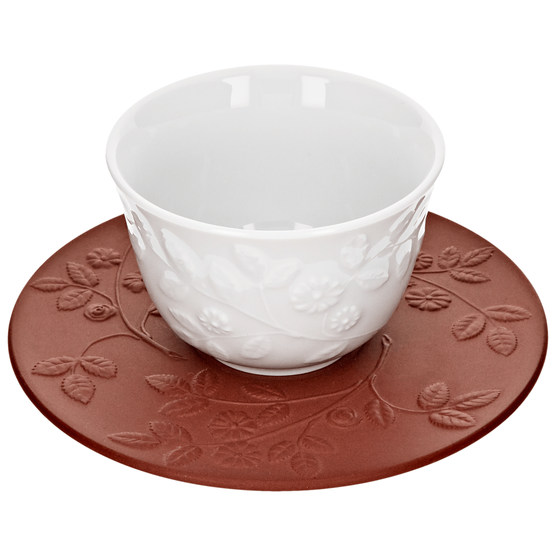 Teeschälchen mit Untertasse, Weiß, H 5.5 cm | Meissen Böttgersteinzeug 000001-55b01 - Meissen Weimar