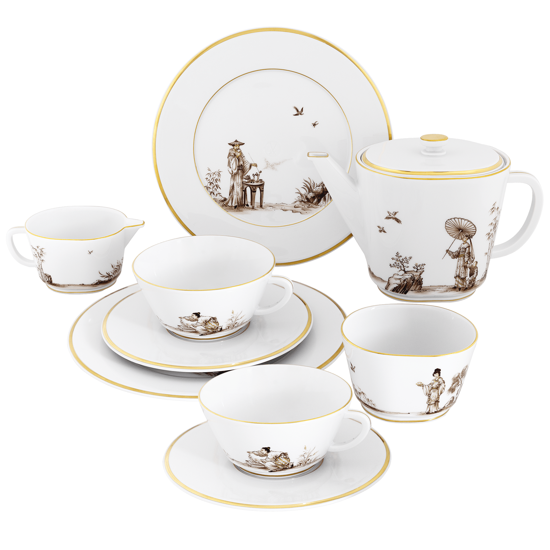 Teeset "Grafische Szenen nach Höroldt", Lim. 25, Form "Vitruv" | Meissen Limitierte Meisterwerke 593484-C4313 - Meissen Weimar