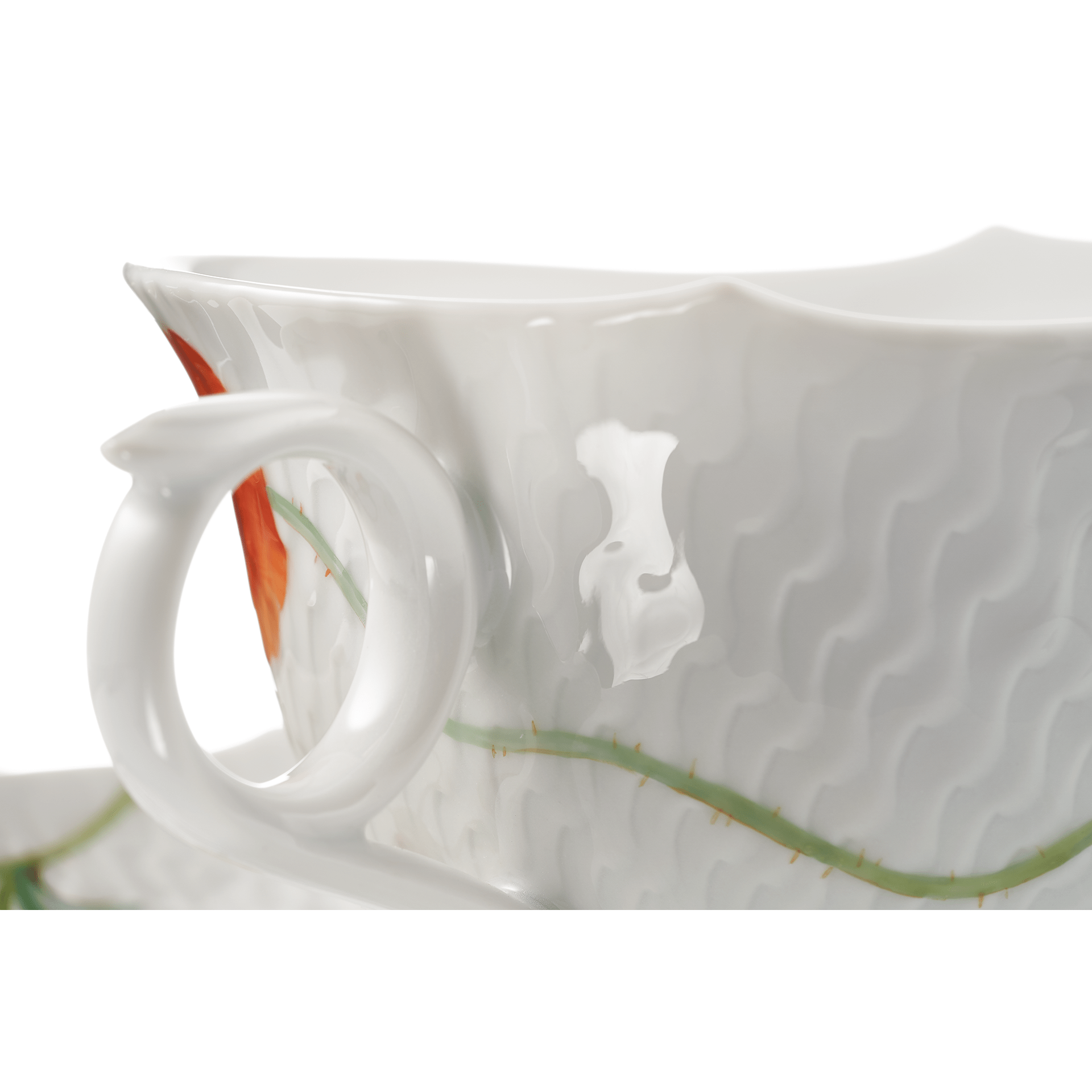 Teetasse, Blumenmalerei "Wilder Mohn", rot, weißer Rand, 0,15 l | Meissen Wellenspiel Relief 615201 - 29633 - Meissen Weimar