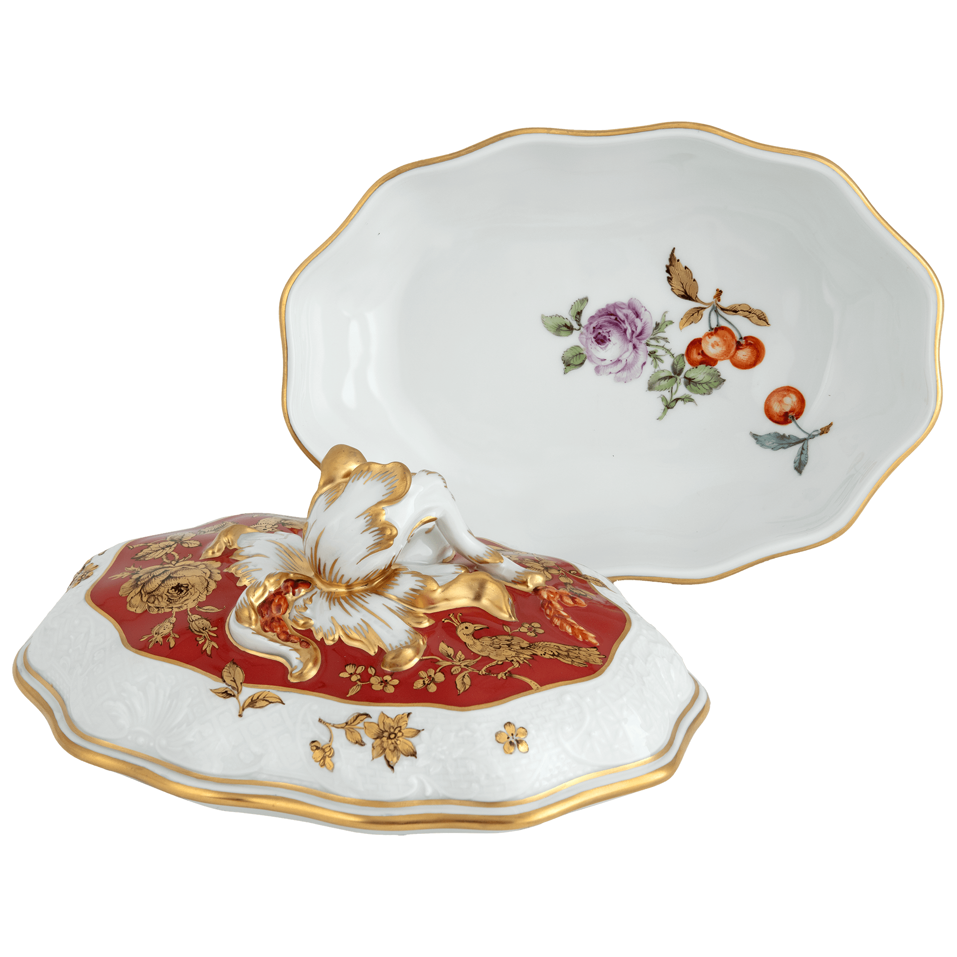 Terrine mit Pfefferschote, Rot - Gold - Relief, H 11,5 cm, Limitiert 25 Stück | Meissen Limitierte Meisterwerke 20a874-55524 - Meissen Weimar