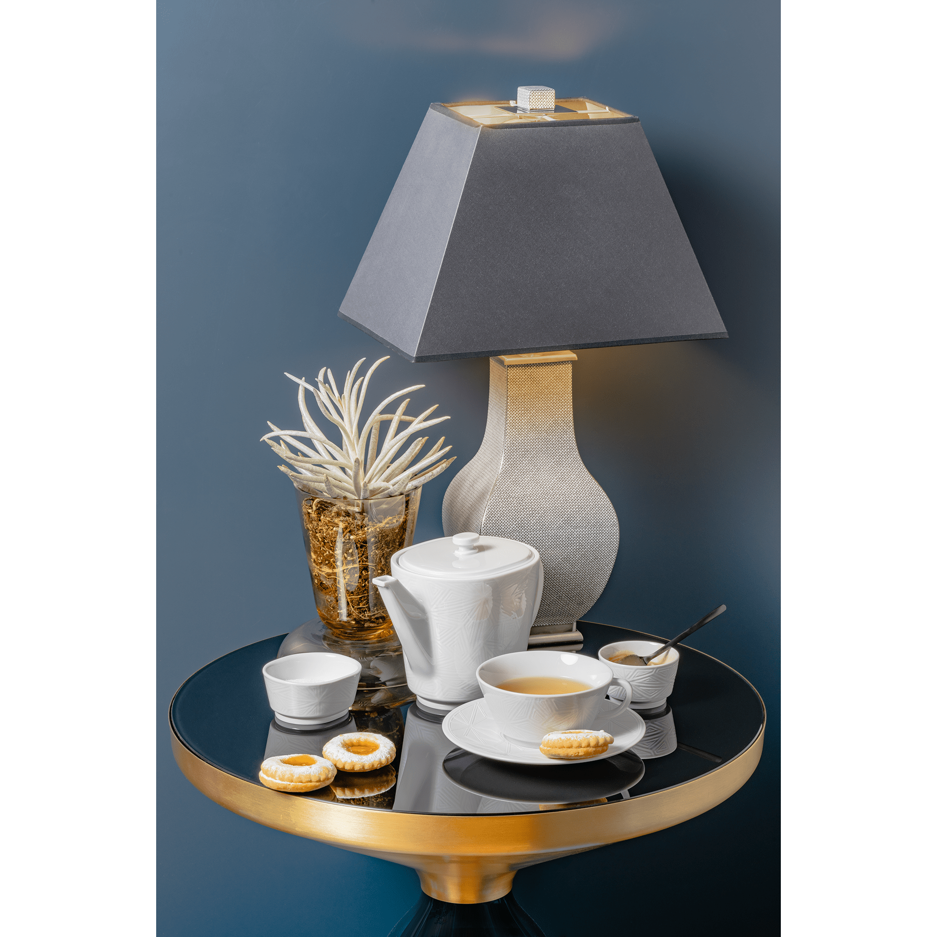 Tischleuchte Mesh Platin H 49 cm | Meissen Leuchter Kollektion 79a129 - 50m68 - Meissen Weimar