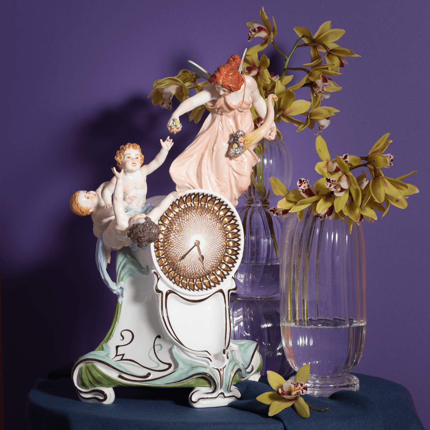 Uhr Sonnenrose, Porzellan, H 42 cm | Meissen Limitierte Meisterwerke 900384 - 60m19 - Meissen Weimar