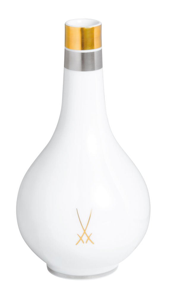 Vase, Bänder in Platin und Gold, Markenzeichen Meissen, gold, H 16 cm | Meissen Vasen - Kollektion 989590 - 50163 - Meissen Weimar