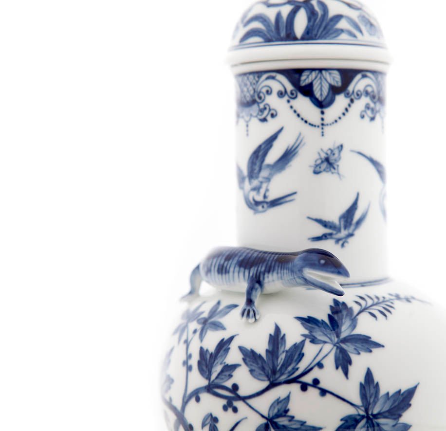 Vase Blauer Kranich, H 24 cm | Meissen Vasen Kollektion 818274 - 51322 - Meissen Weimar