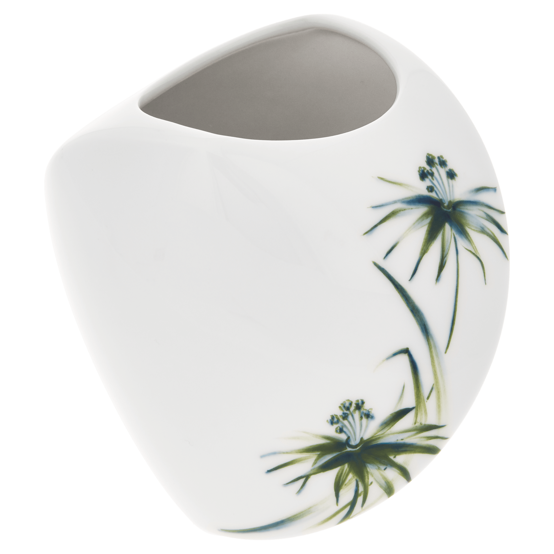 Vase, blaugrüne Gräser mit blauem Ibis, H 12 cm | Meissen Vasen - Kollektion 843401 - 50107 - Meissen Weimar
